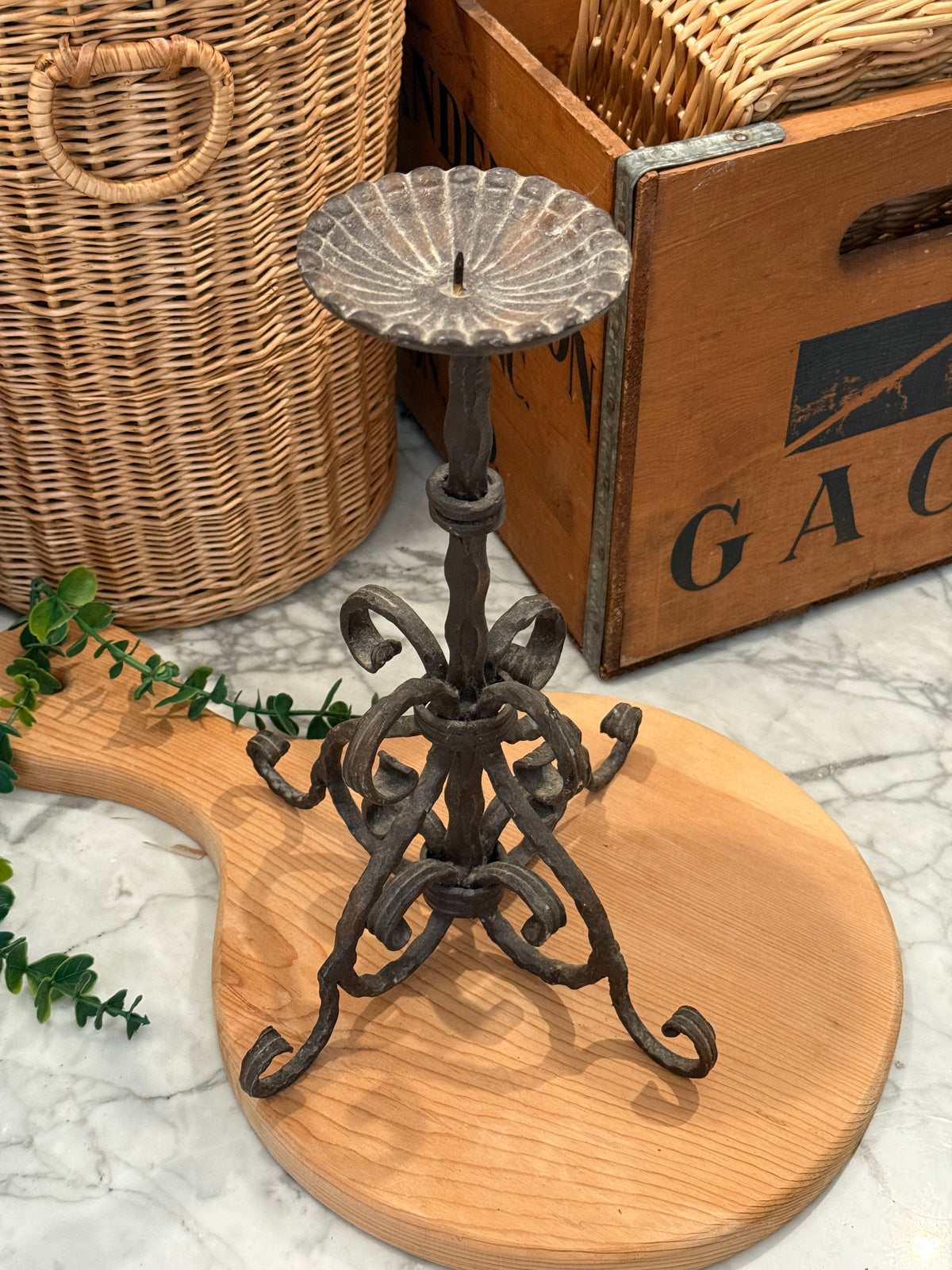 Estate Wrought Iron Pillar Candlestick