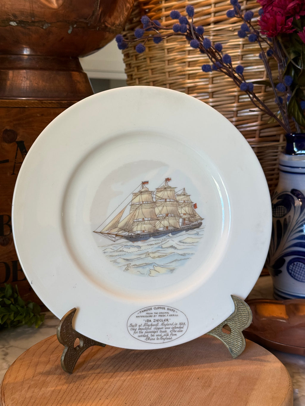 Vintage Ida Ziegler Clipper Ship Display Plate