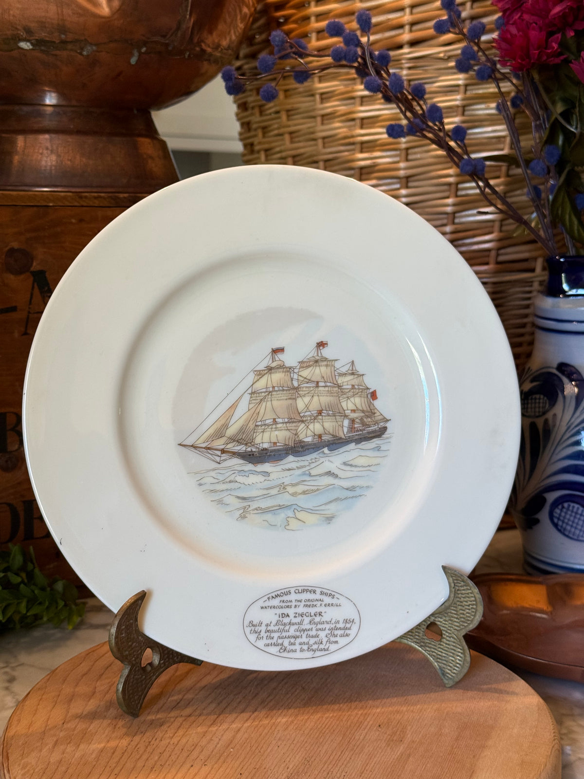 Vintage Ida Ziegler Clipper Ship Display Plate