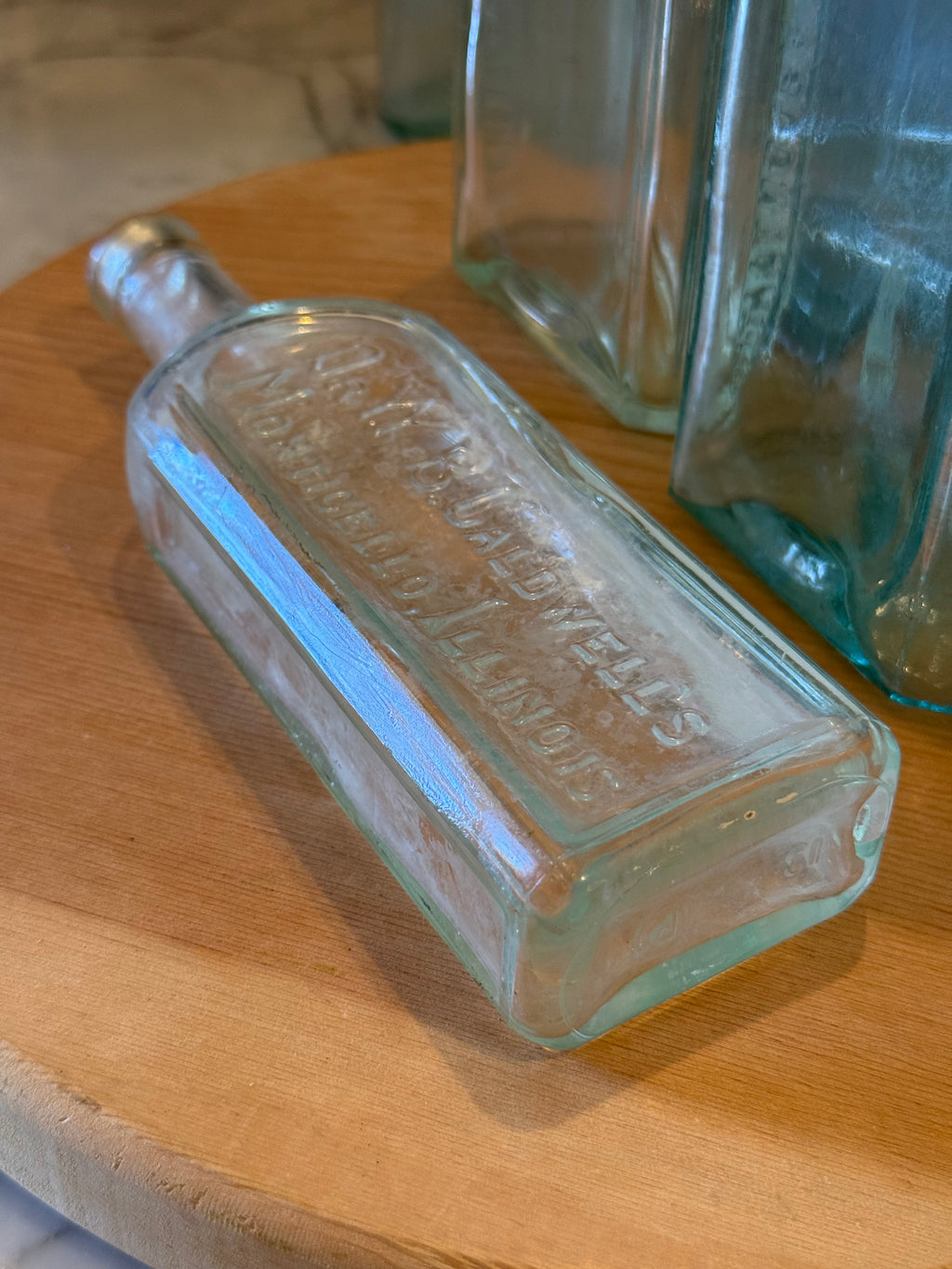 Antique Caldwell's Syrup Pepsin Aqua Bottle
