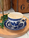 Vintage Blue Willow Teacup & Saucer Set