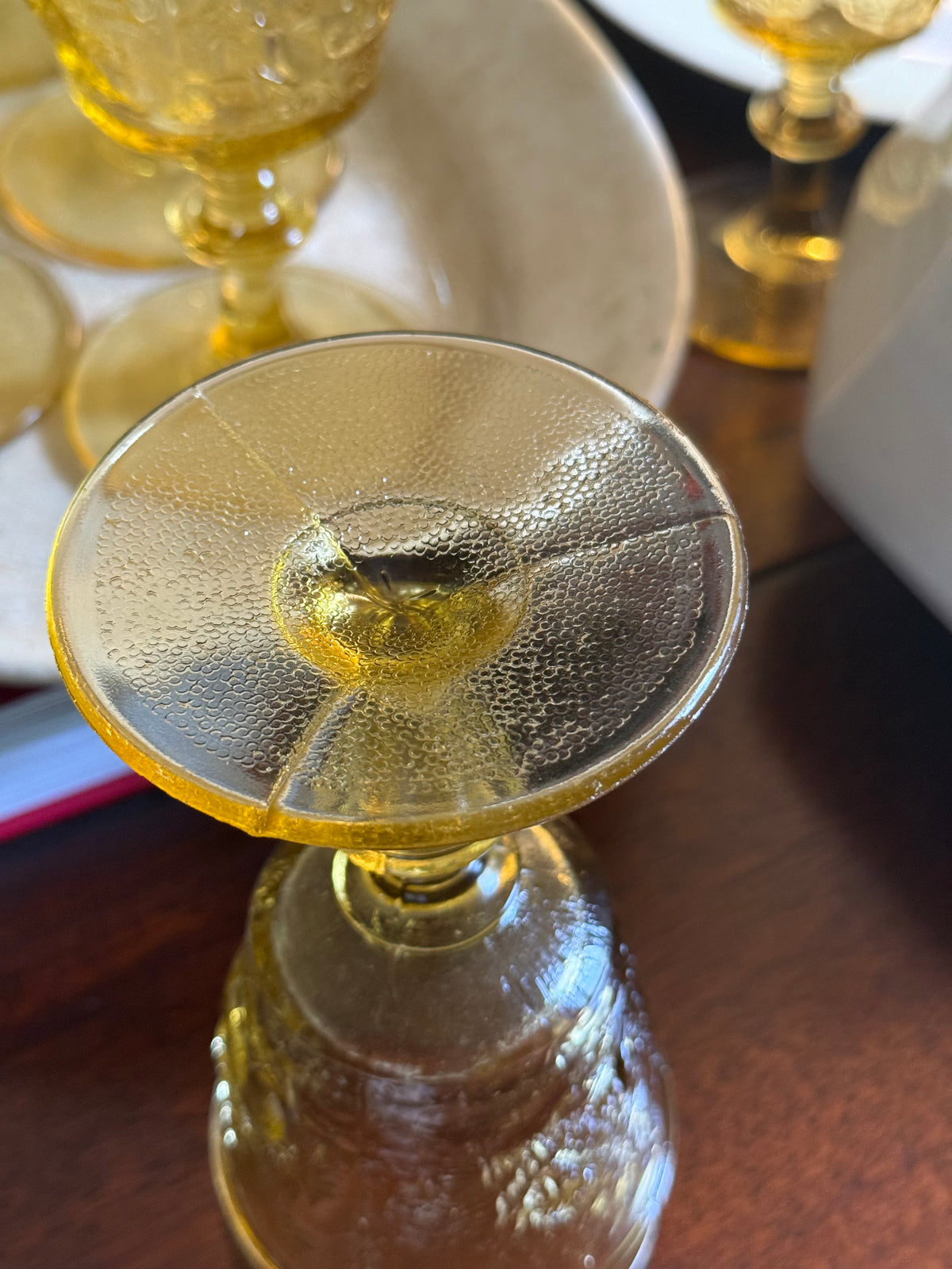 Vintage Amber Westward Ho Goblets, Set of 7