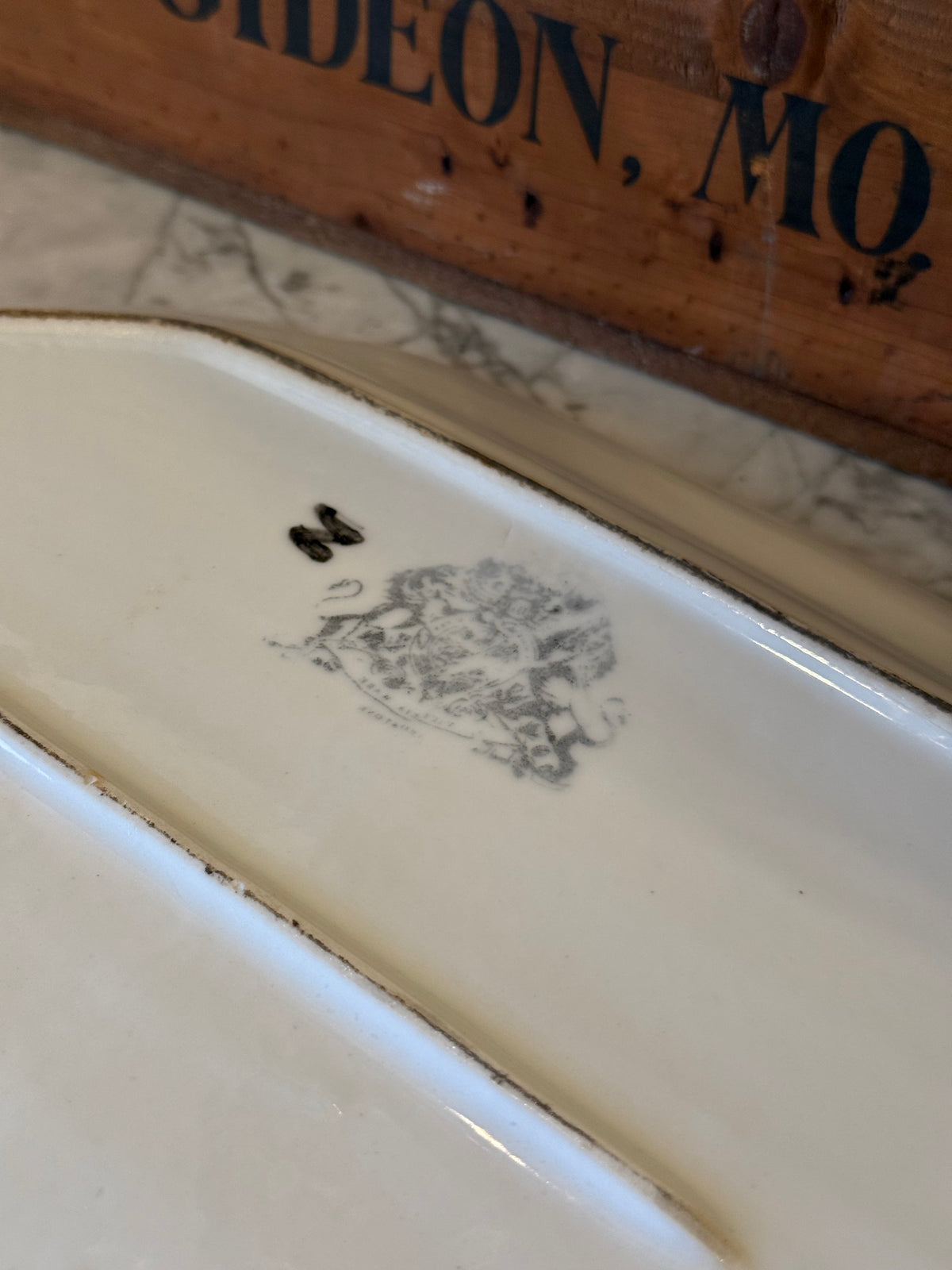 Vintage Grand Black Victorian Ironstone Platter