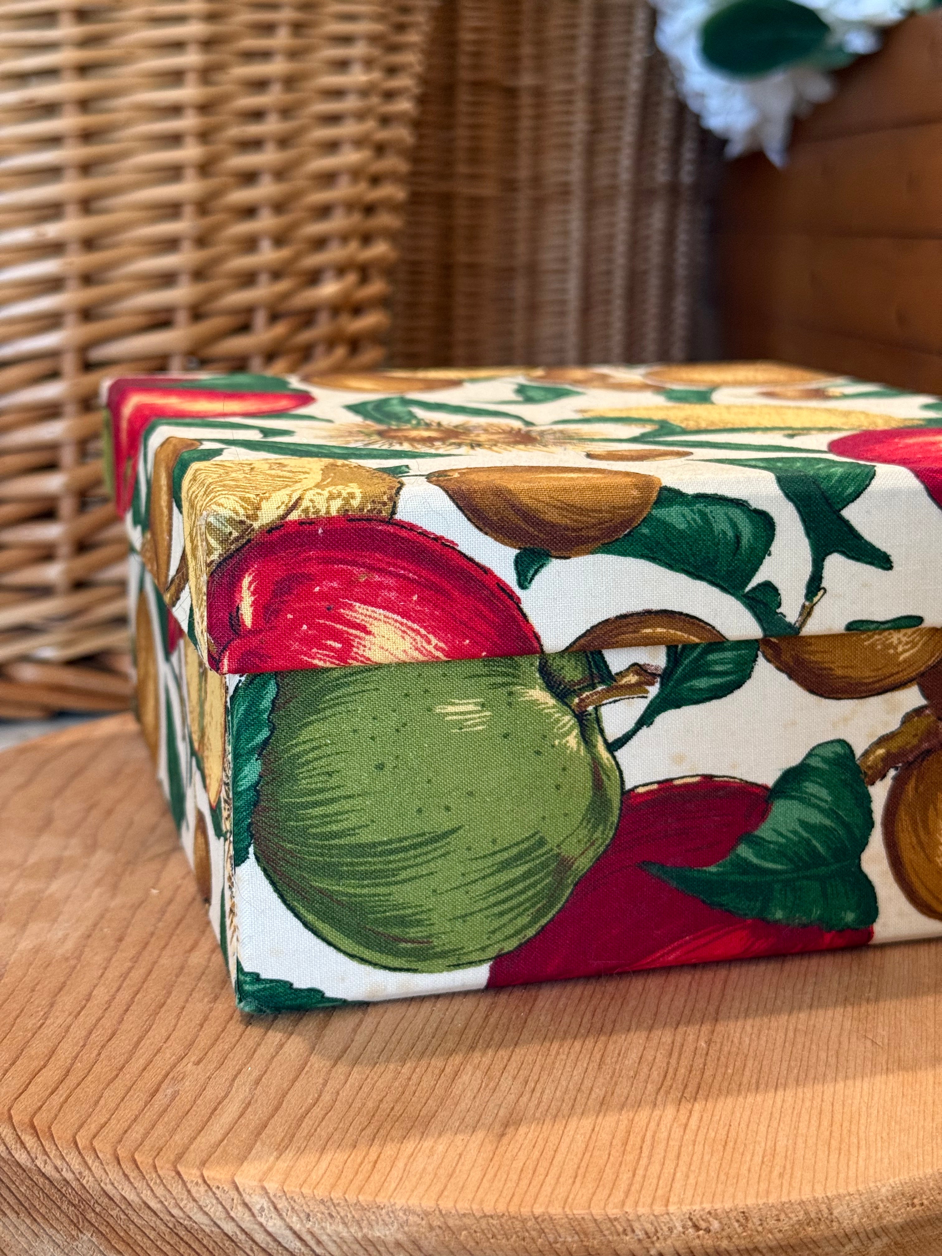 Vintage Faux Fruit Fabric Covered Storage Box