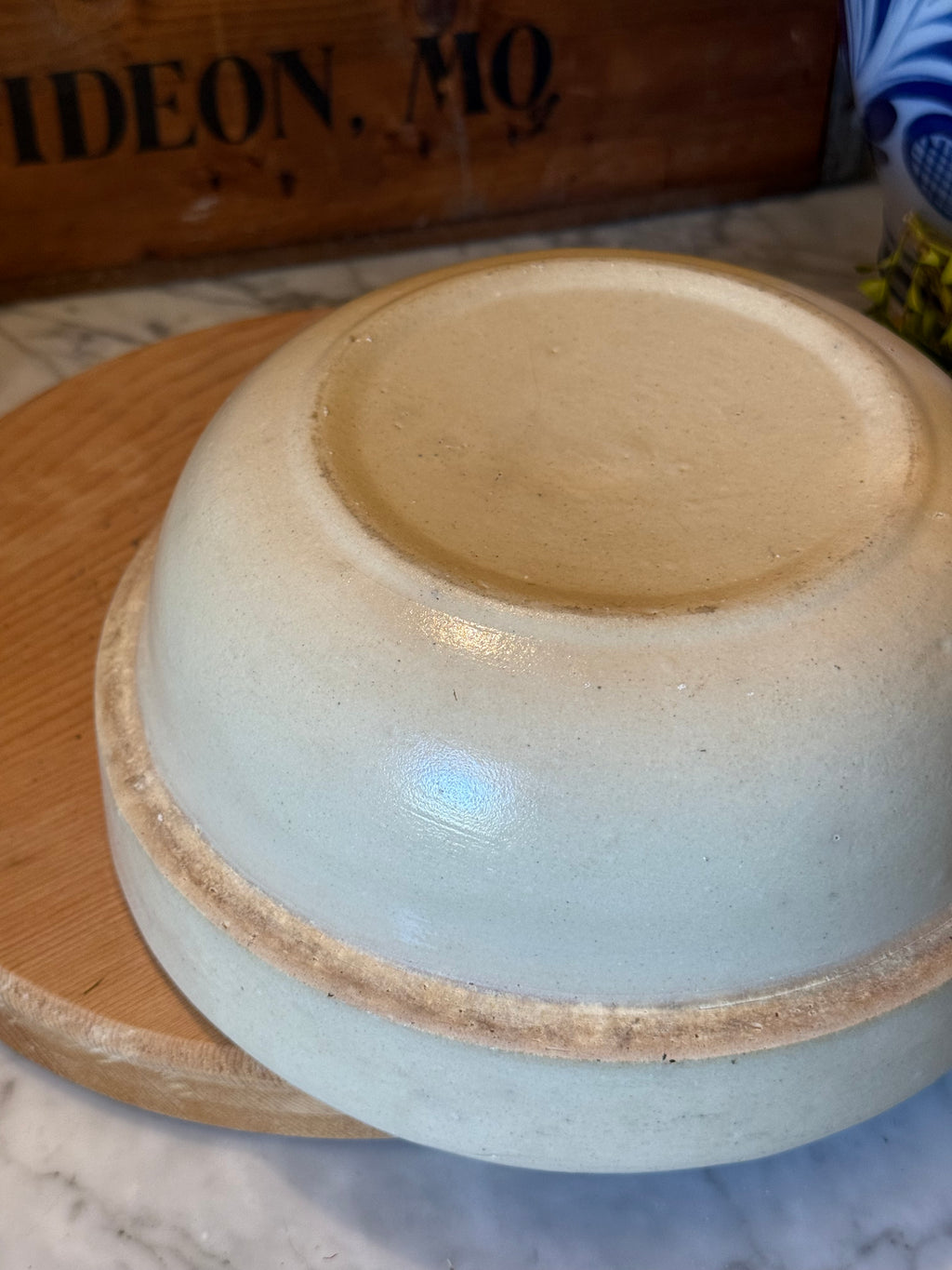 Antique Primitive Stoneware Shoulder Crock Bowl - 8.5"