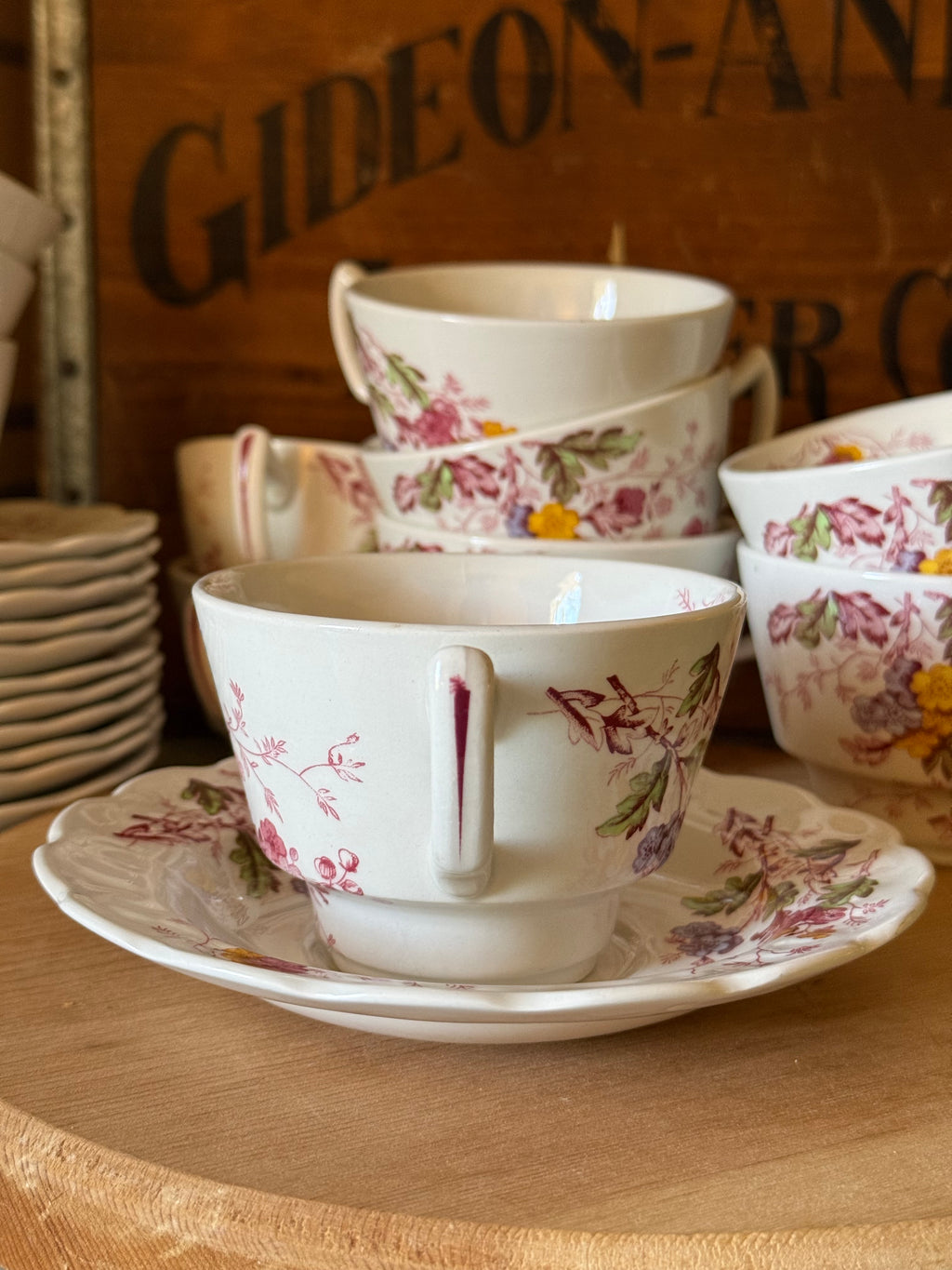 Vintage Ridgway English Garden Ironstone Teacup and Saucer