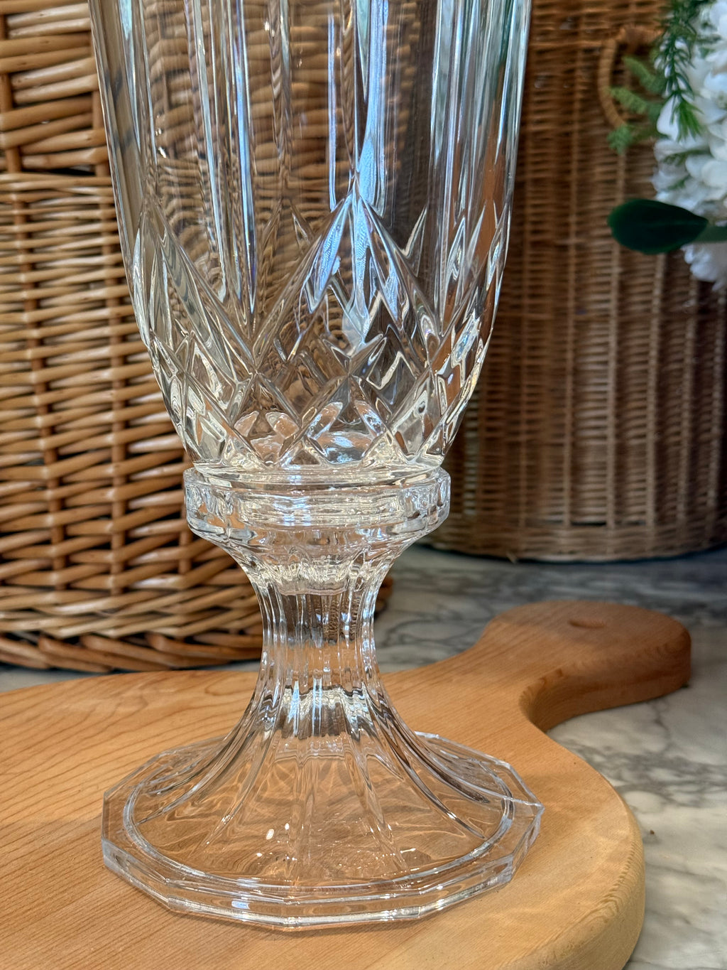 Lead Crystal Hurricane Candle Holder Vase Tabletop Centerpiece