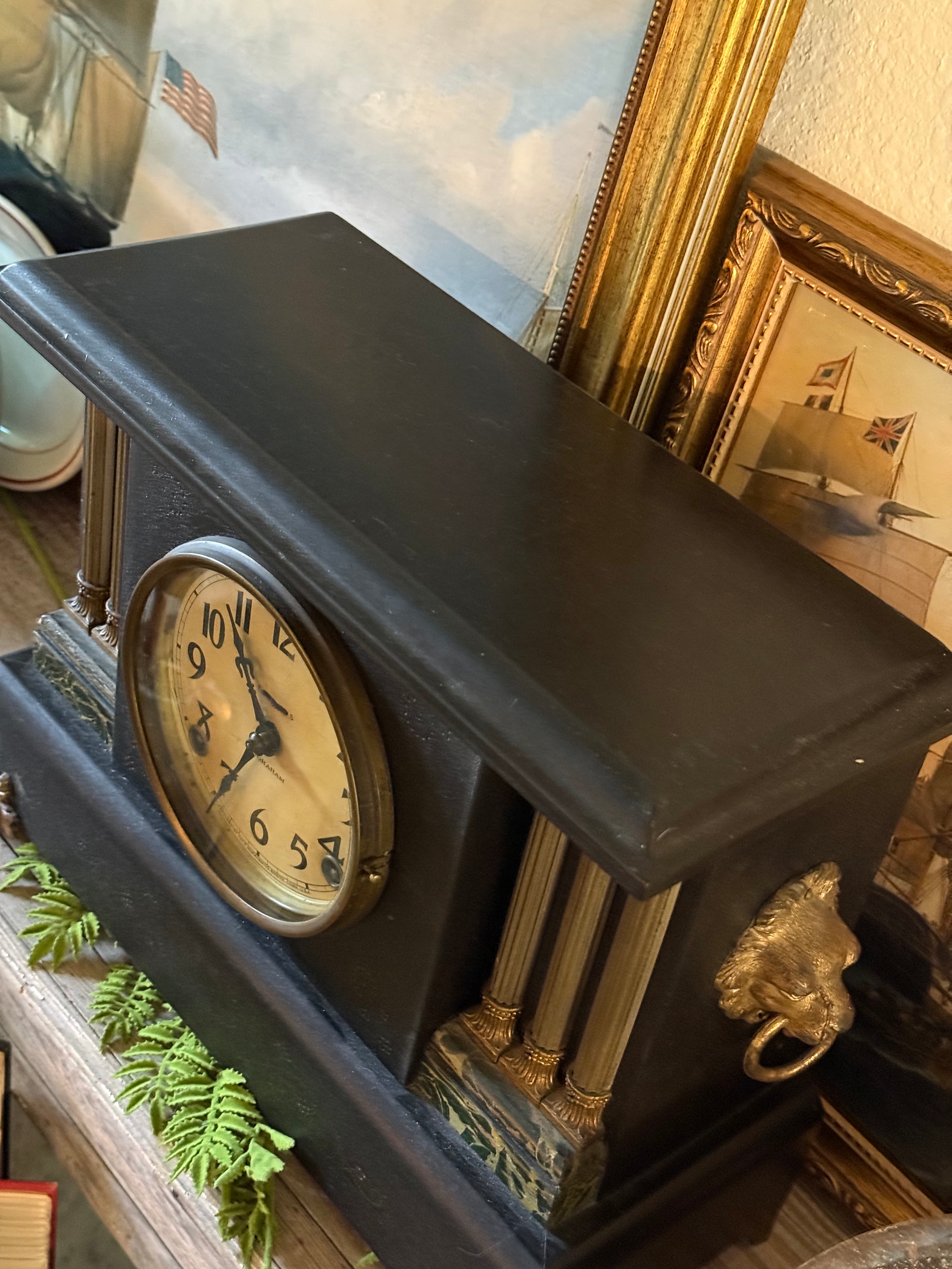 Antique E. Ingraham Co. Mantel Clock with Key & Pendulum