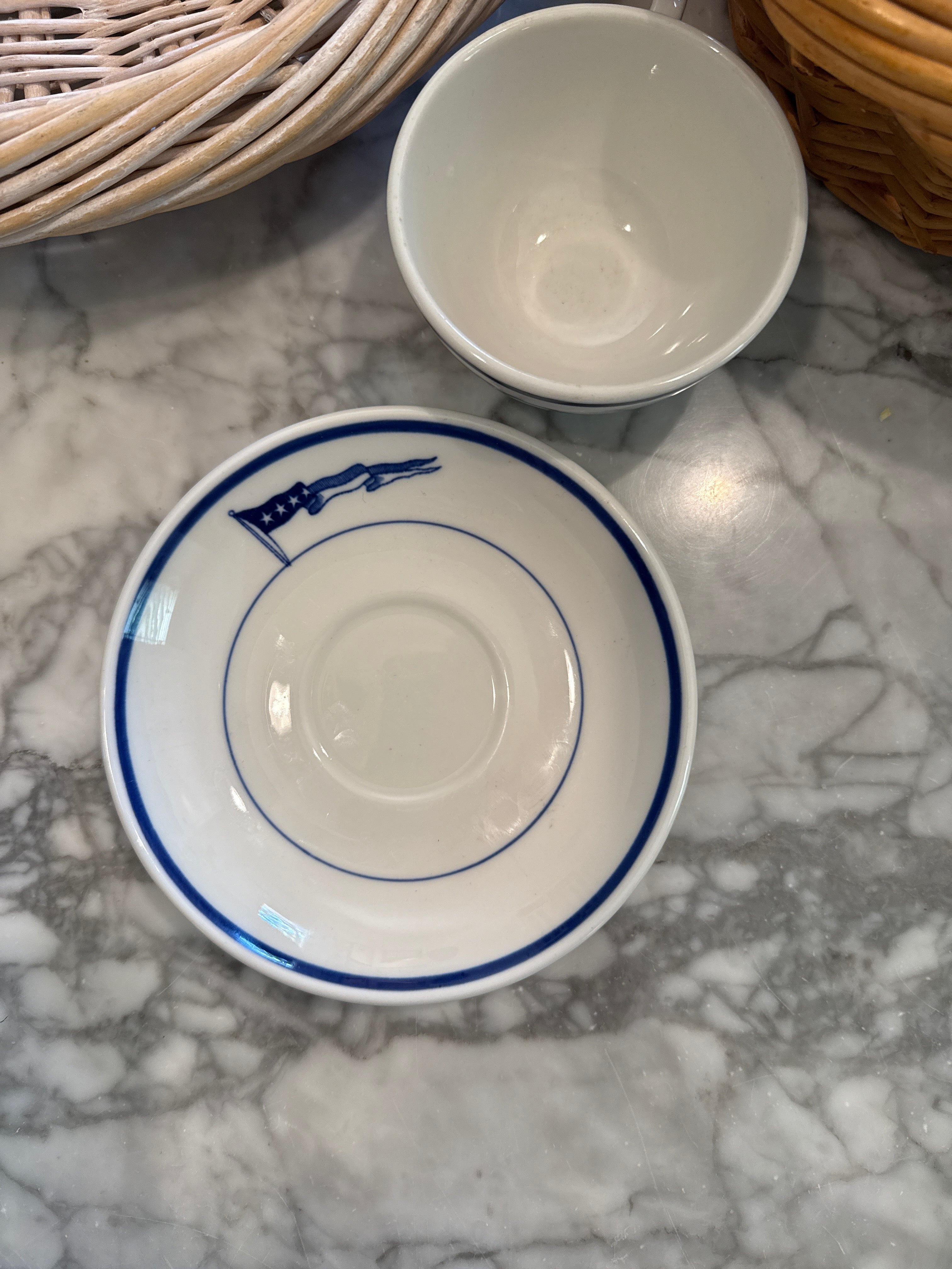 WWII US Navy Full Admiral Wardroom Mess Cup & Saucer Set