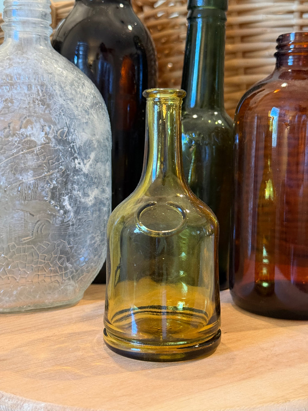 Petite Japanese Amber Glass Bottle