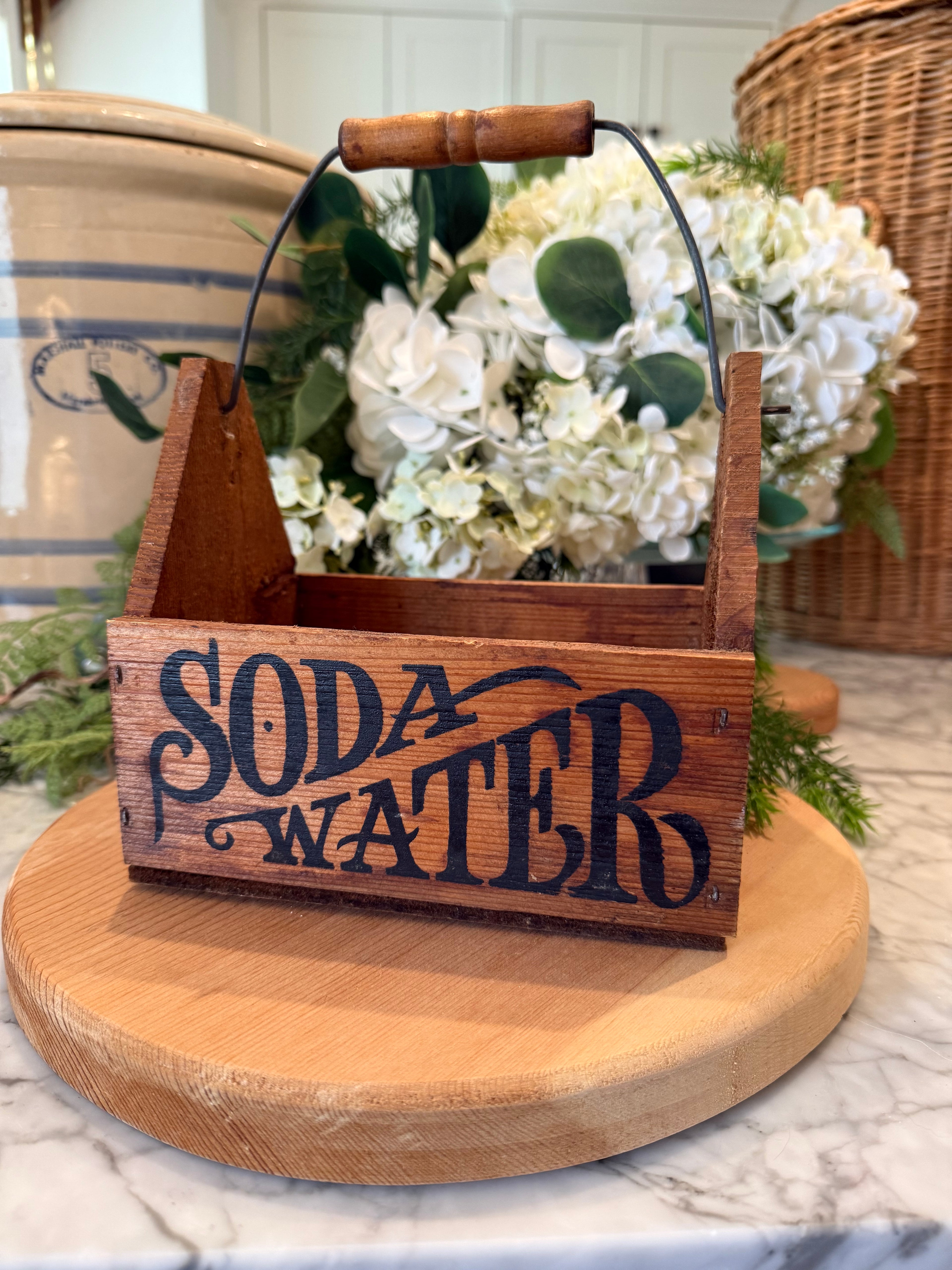 Vintage Wooden Soda Water Crate Caddy