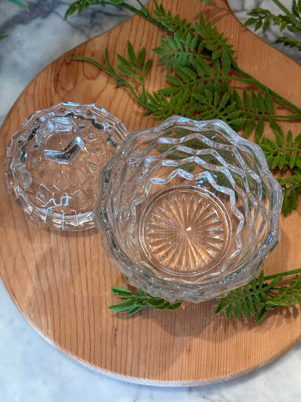 Fostoria Glass Barrel Sugar Dish with Lid
