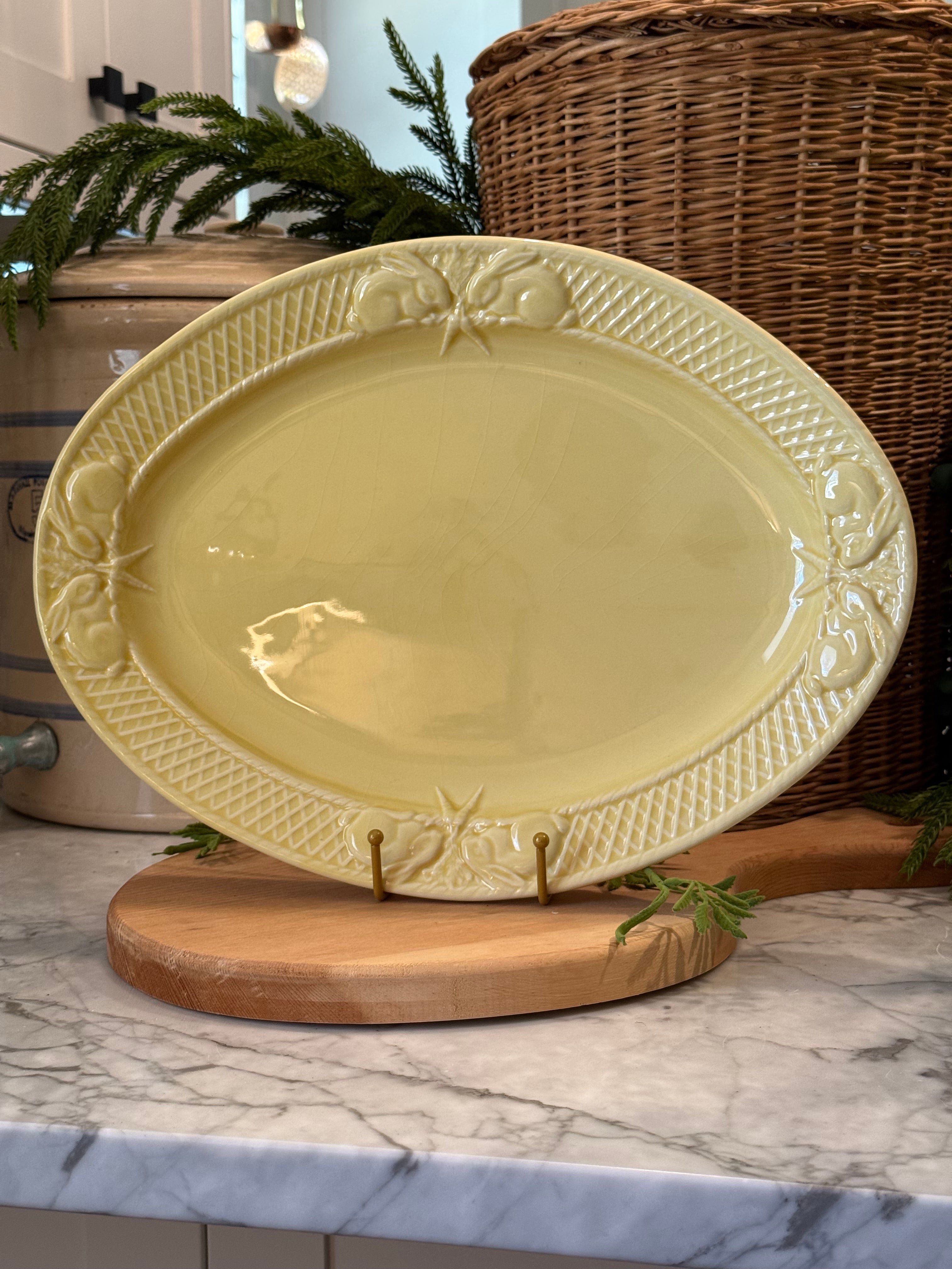 Vintage Bordallo Pinheiro Yellow Rabbit Oval Platter