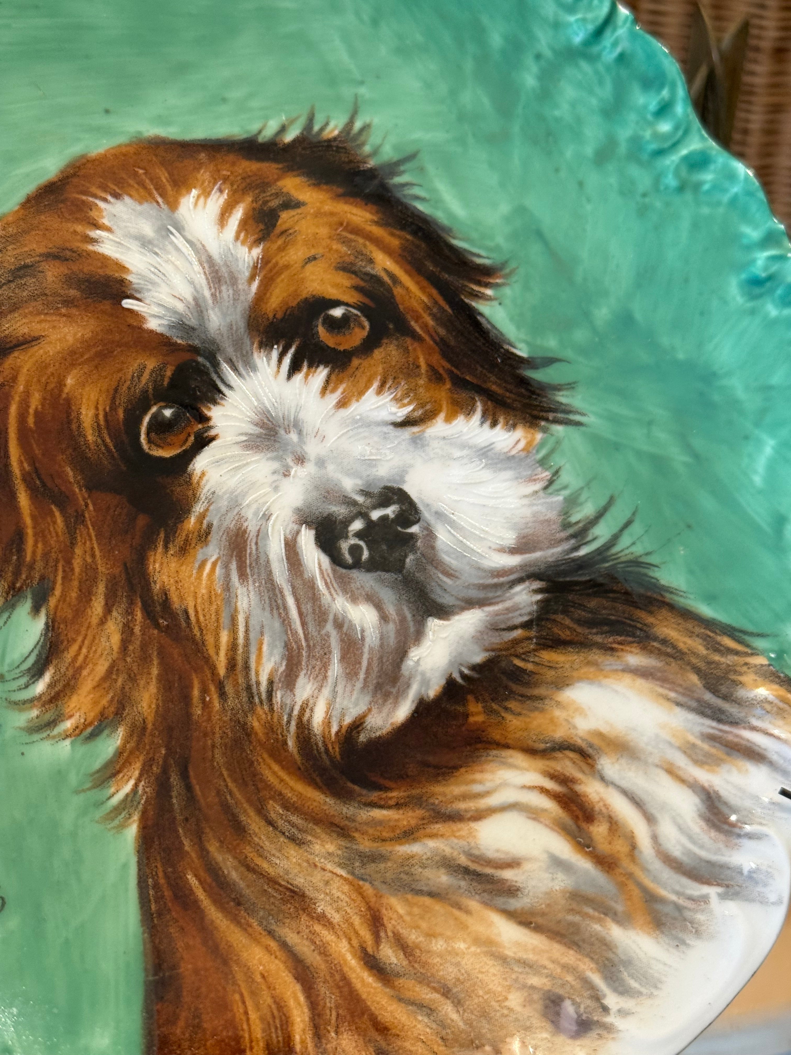 Antique Hand-Painted Dog Portrait Limoges Plate