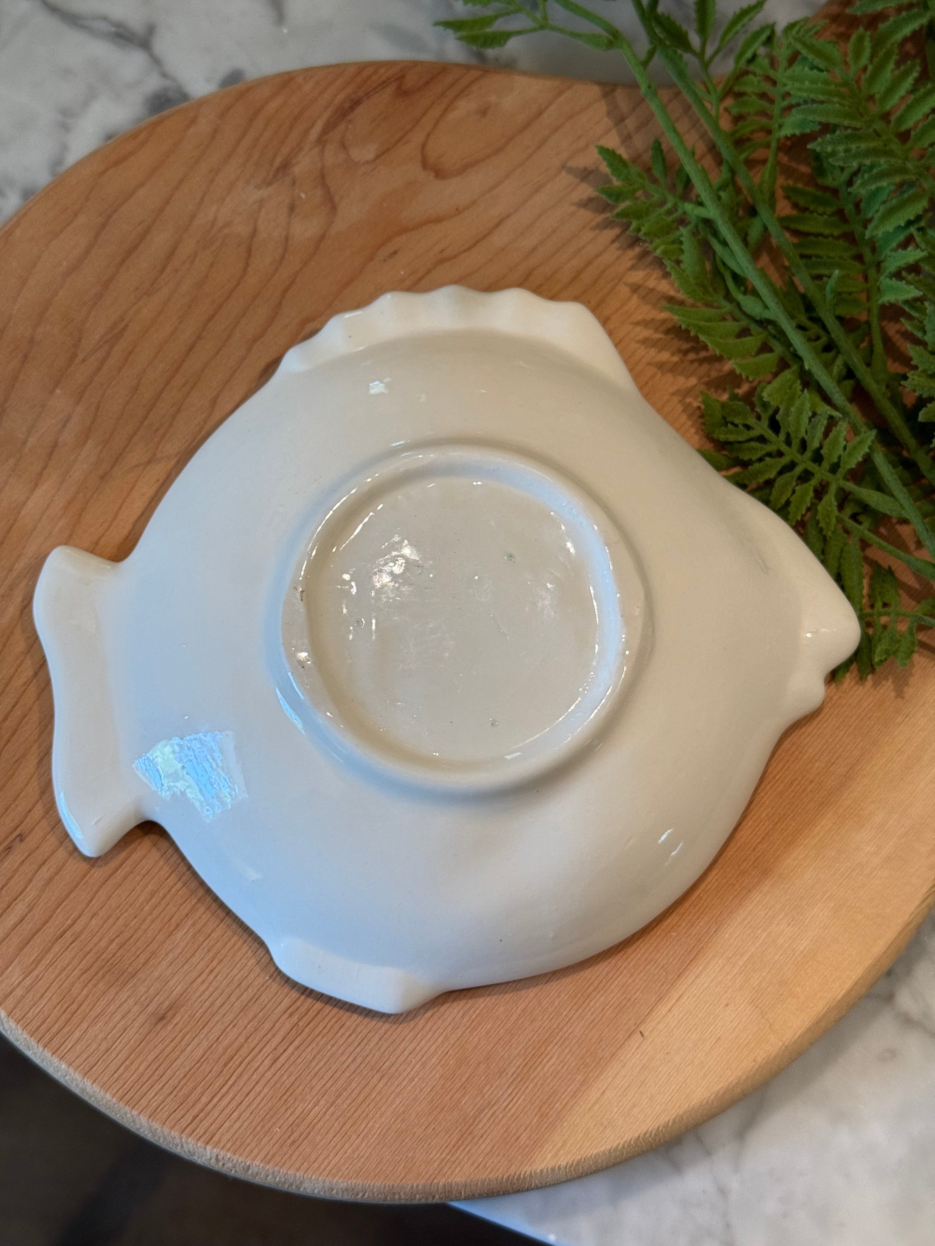 White Ceramic Fish Serving Dish - 8"