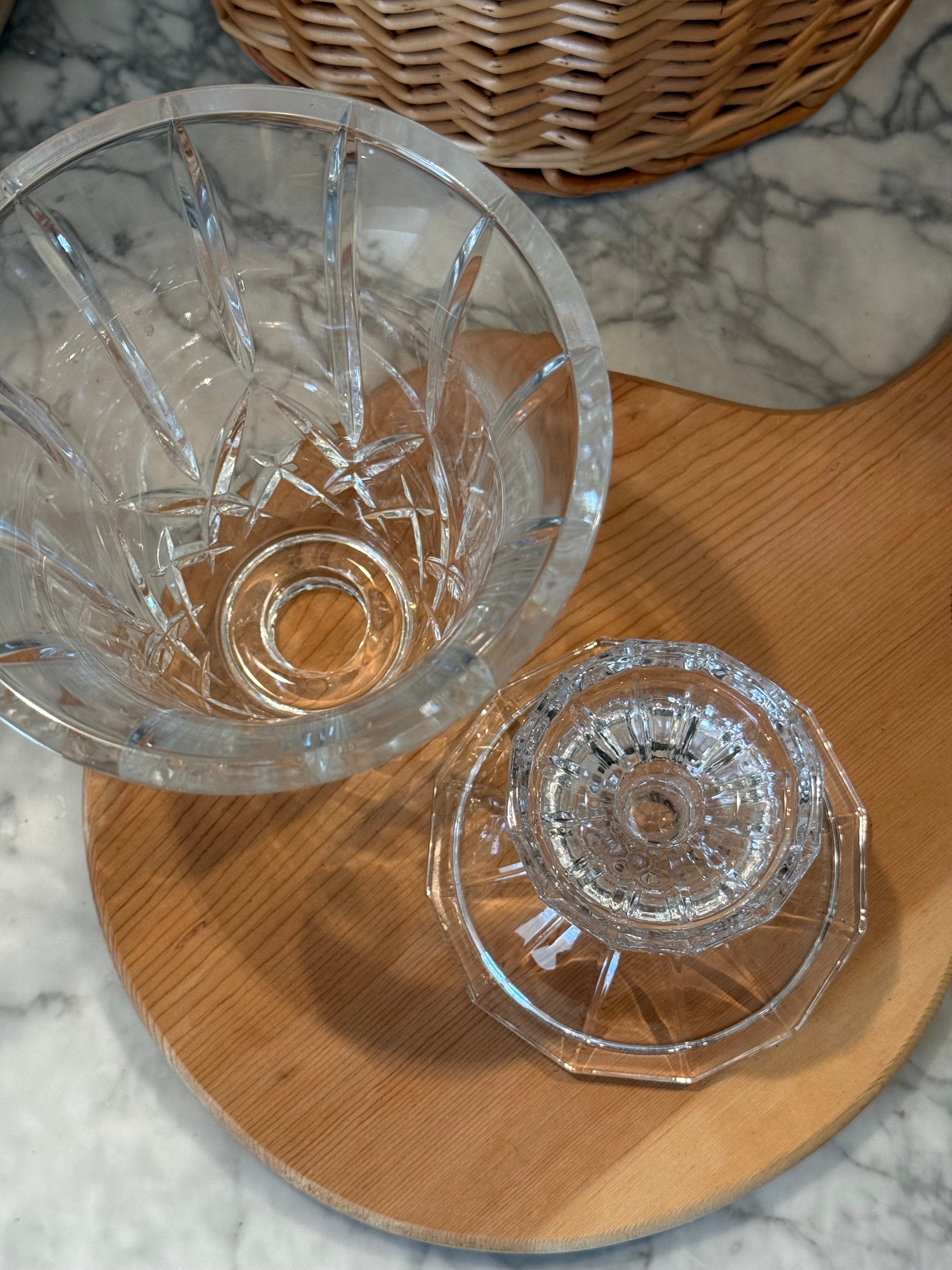 Lead Crystal Hurricane Candle Holder Vase Tabletop Centerpiece
