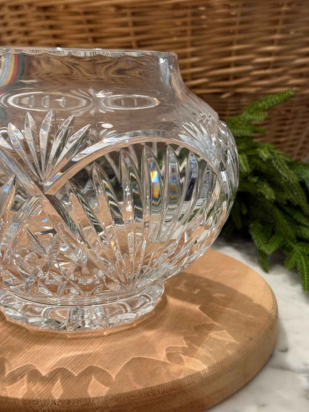 Hand Cut Lead Crystal Rose Bowl