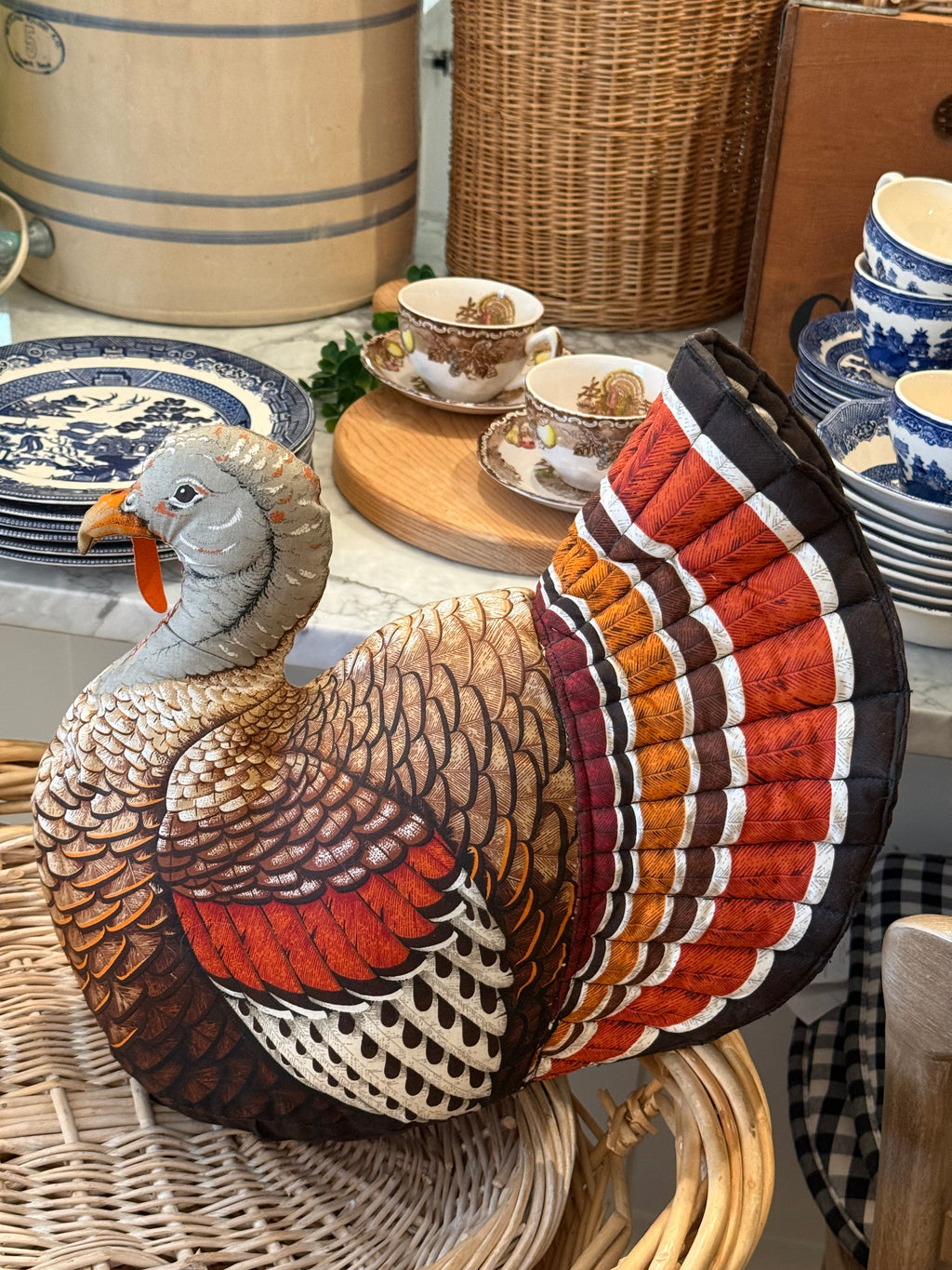 Vintage Stuffed Thanksgiving Tom Turkey Pillow