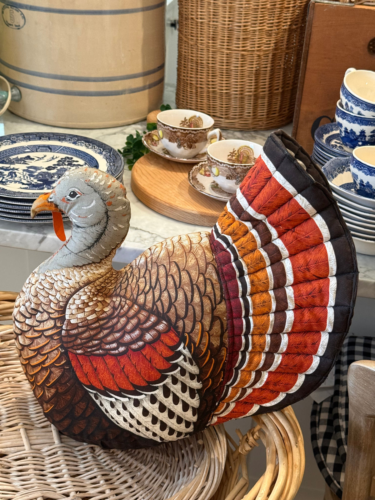 Vintage Stuffed Thanksgiving Tom Turkey Pillow