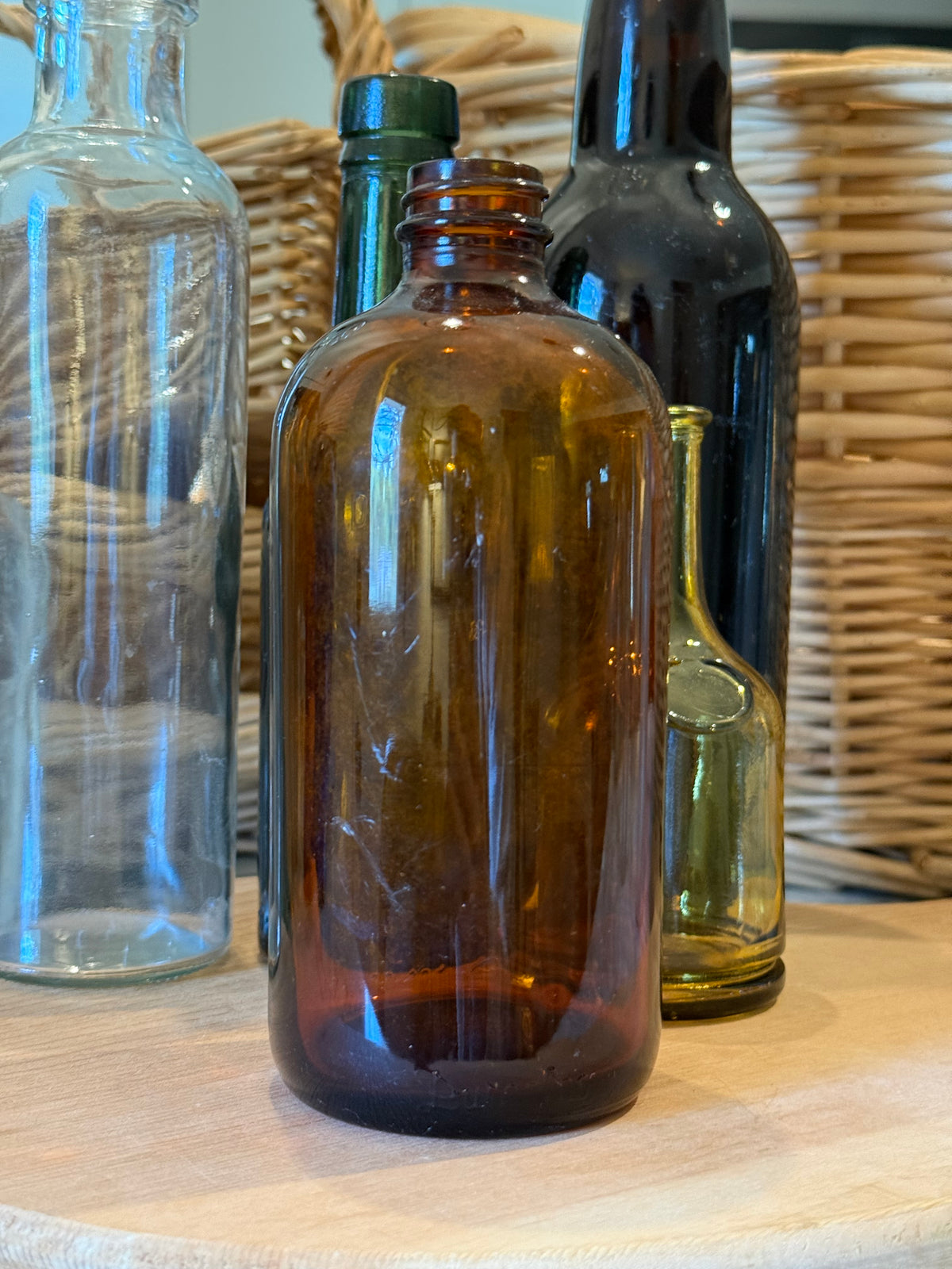 Medium Duraglass Amber Apothecary Bottle