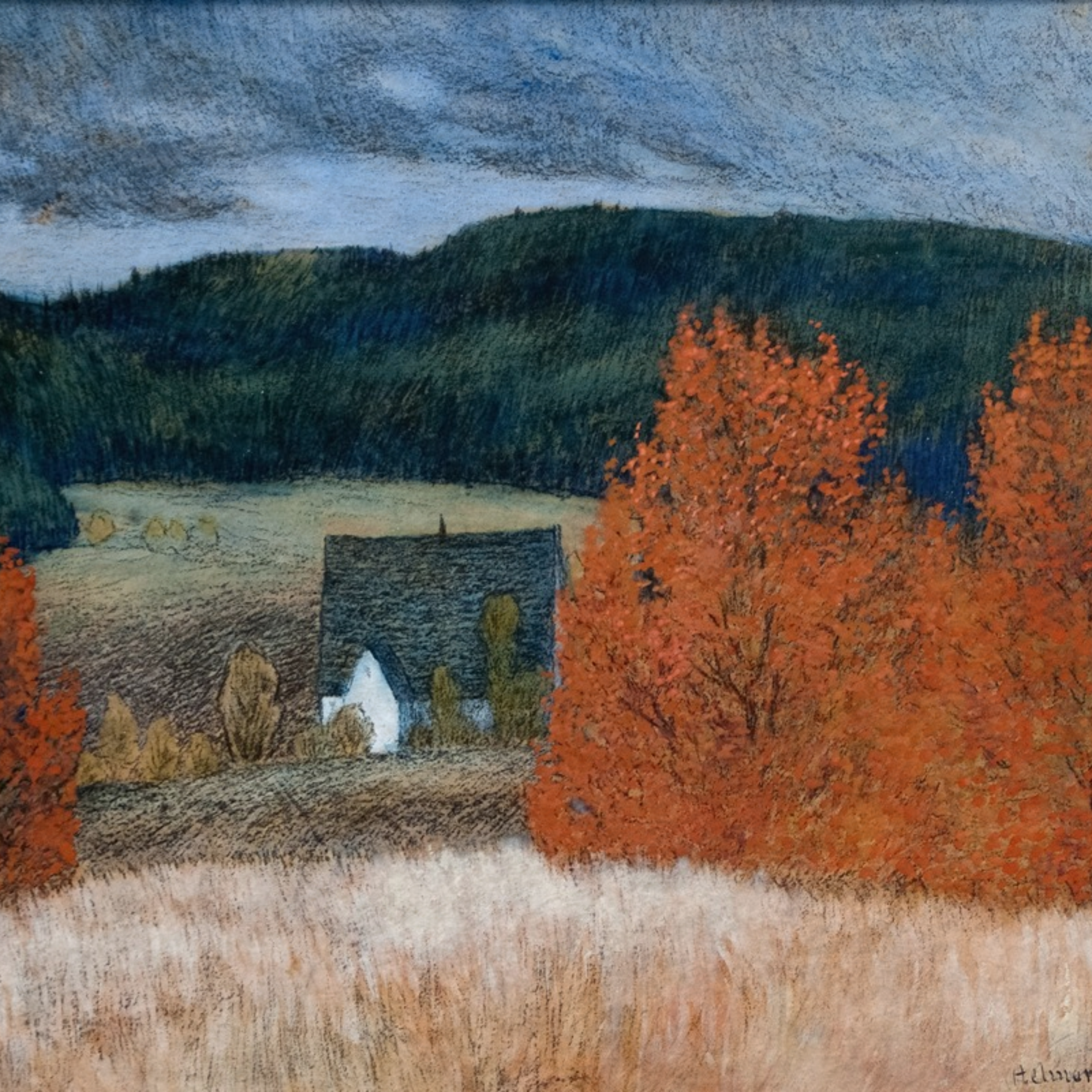Autumn No. 01 - Helmer Osslund Landscape 19.5" x 16" Framed Fine Art