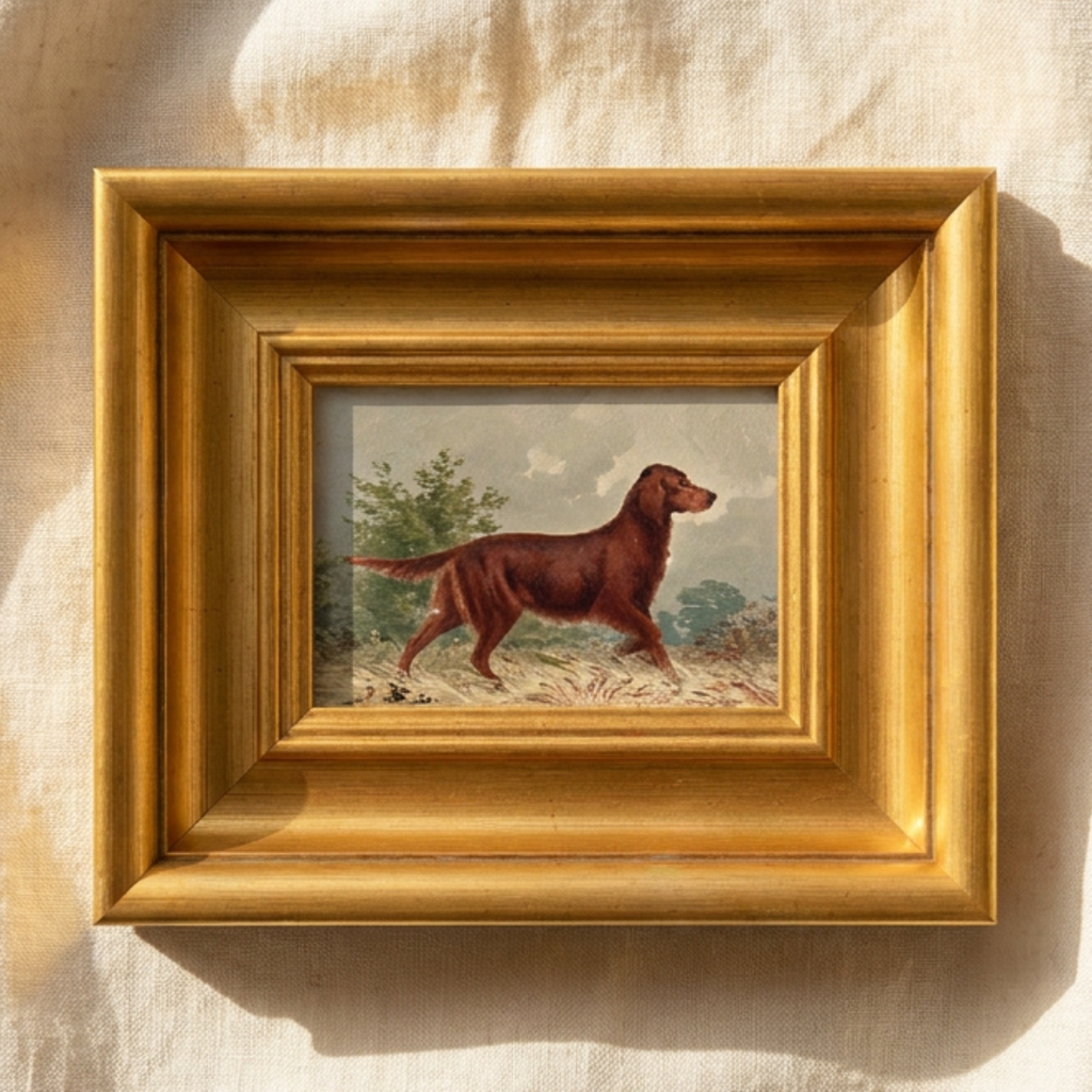 The Field Dog No. 06 - 5x7 Antique Inspired Framed English Sporting Dog Portrait