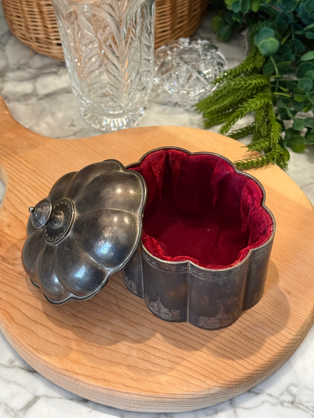 Vintage Godinger Silver Velvet Lined Trinket Box