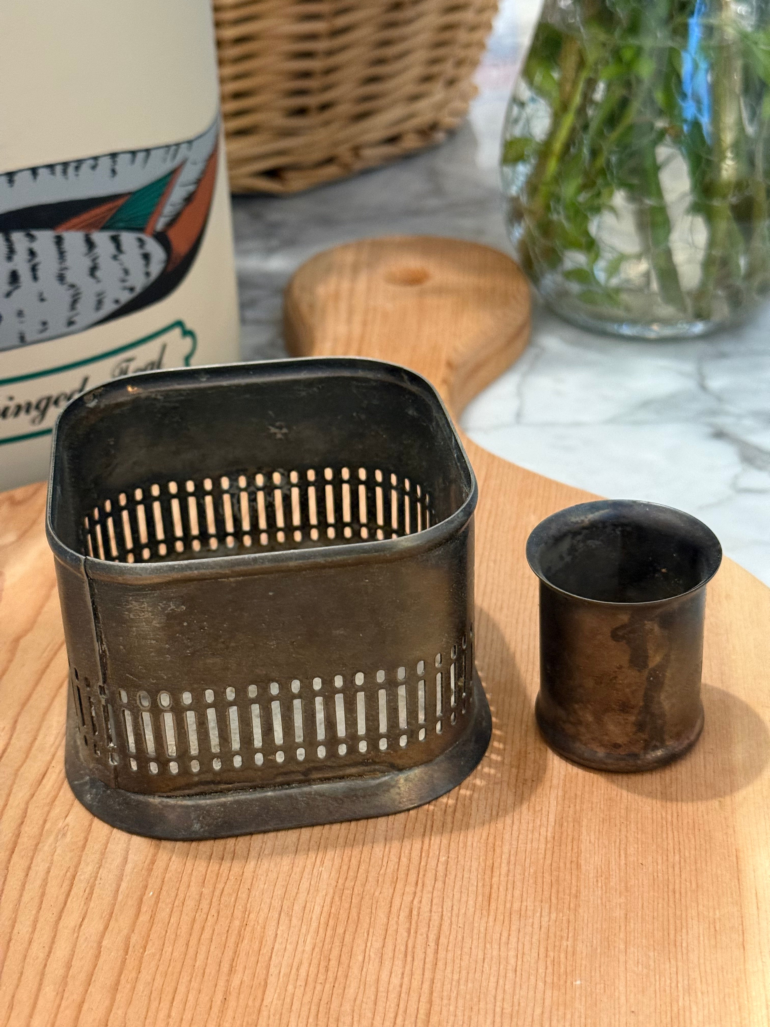 Vintage Jack Daniels Silverplate Bottle Holder Set