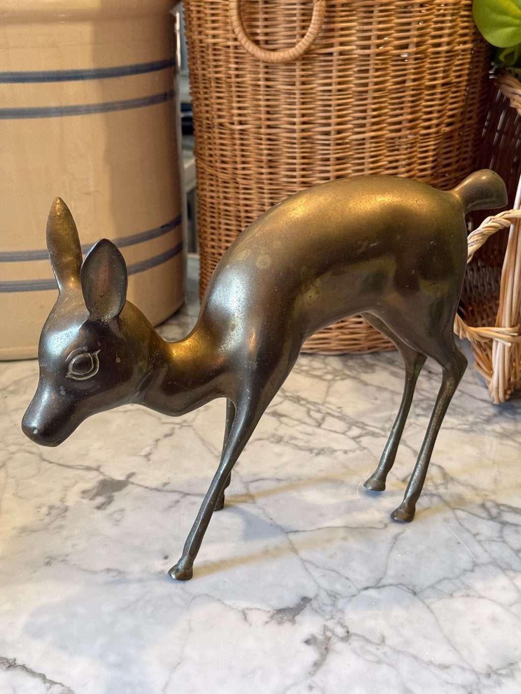 Vintage Brass Fawn Deer Figure