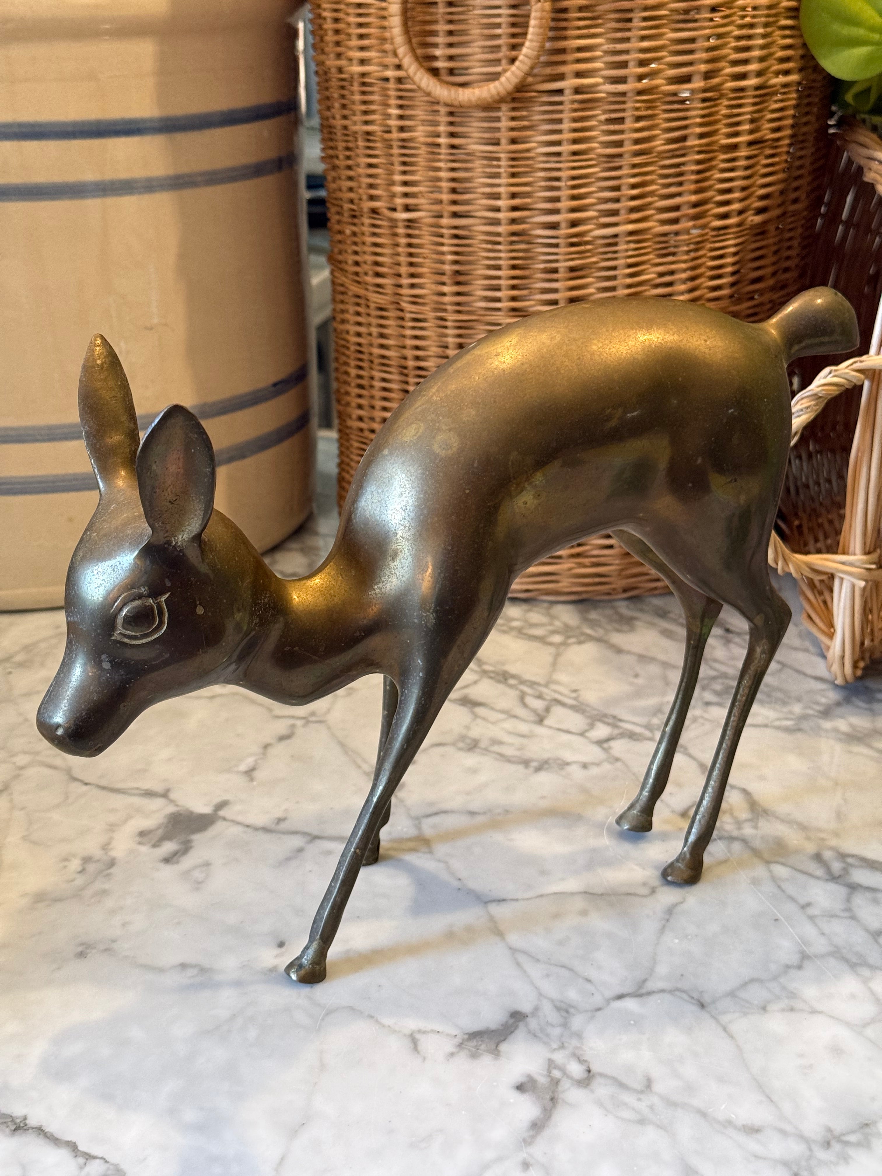 Vintage Brass Fawn Deer Figure