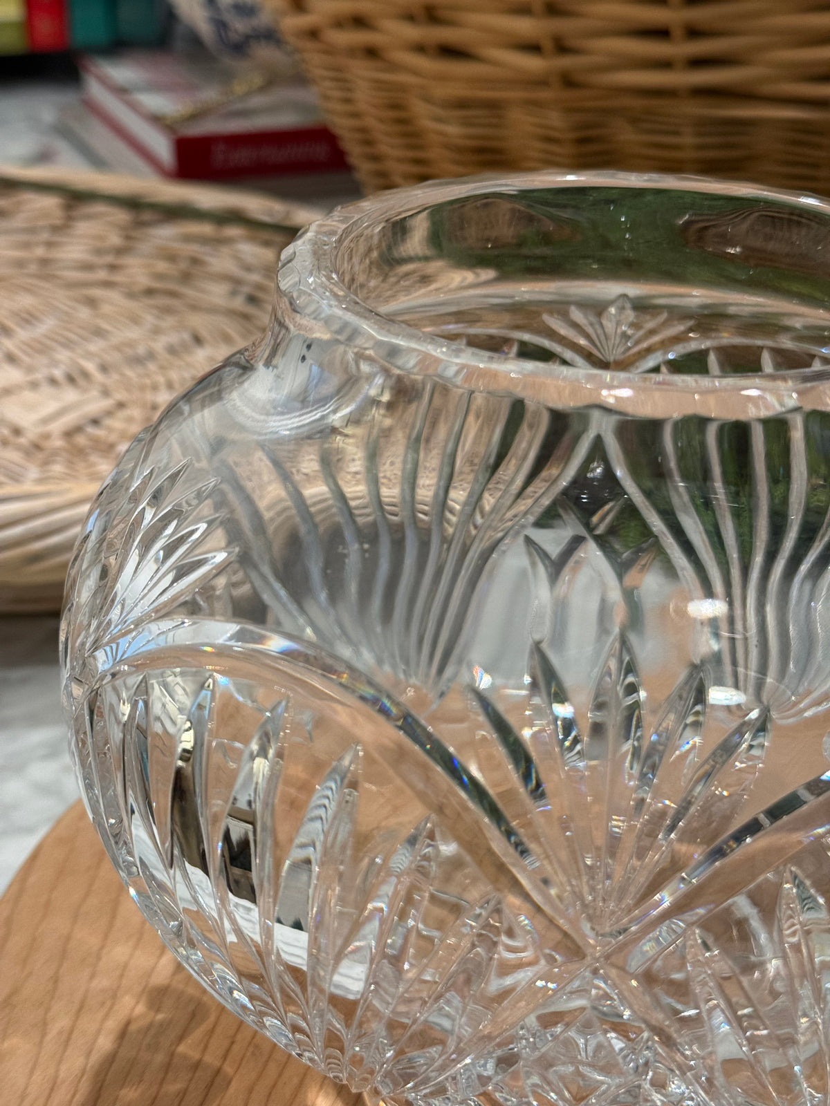 Hand Cut Lead Crystal Rose Bowl
