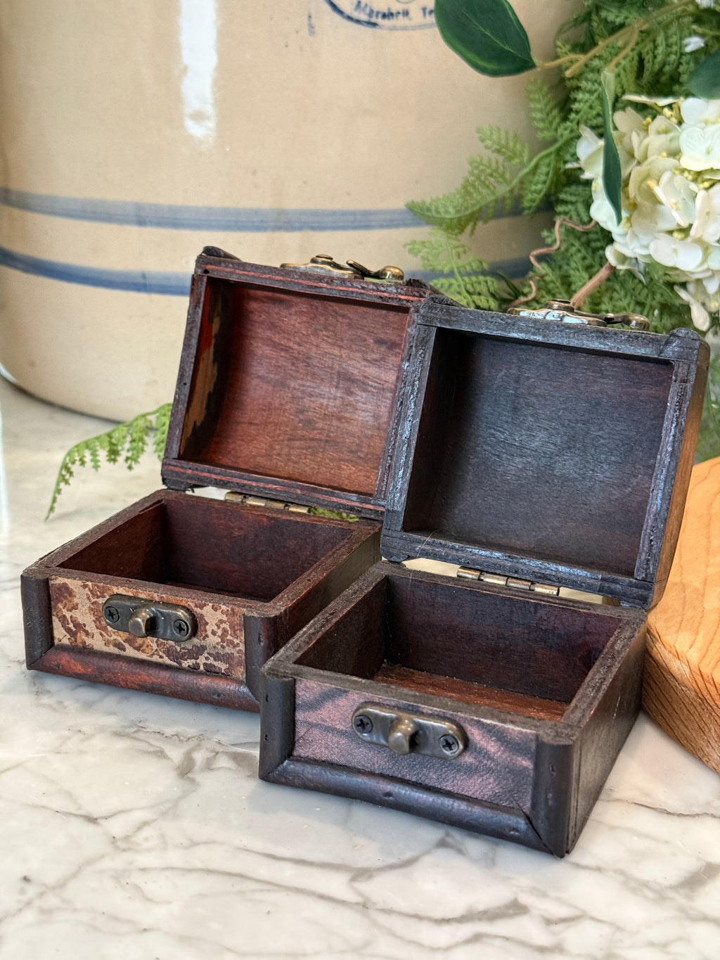 Set of 2 Faux Leather Mini Boxes