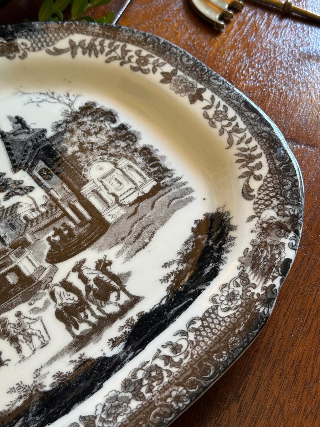 Vintage Grand Black Victorian Ironstone Platter