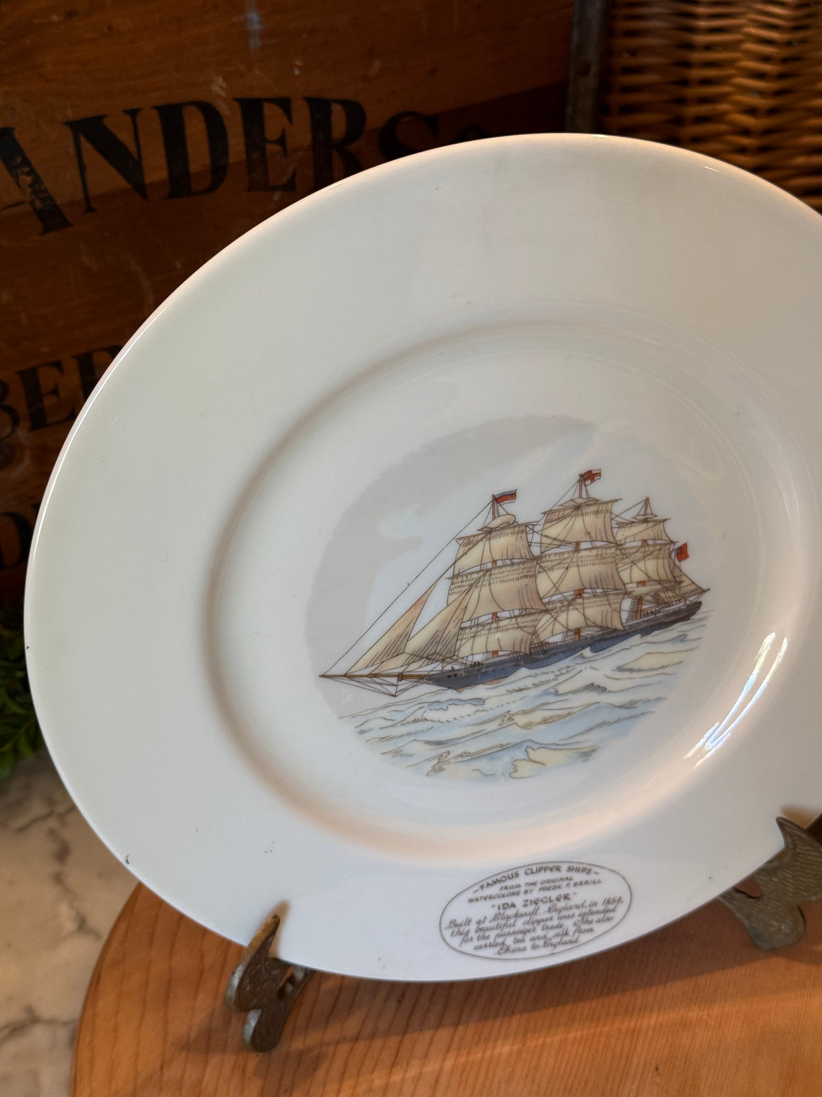 Vintage Ida Ziegler Clipper Ship Display Plate