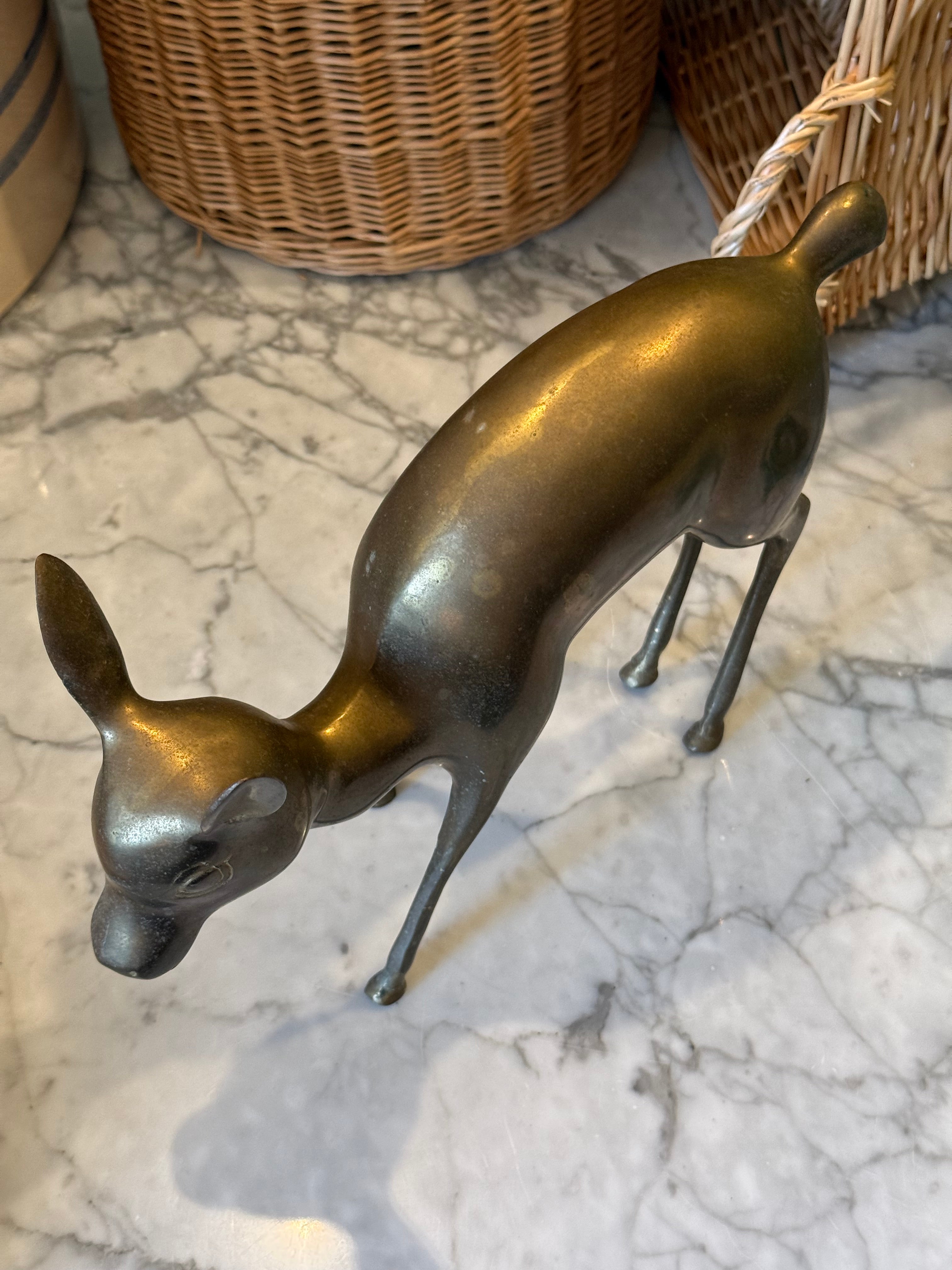 Vintage Brass Fawn Deer Figure