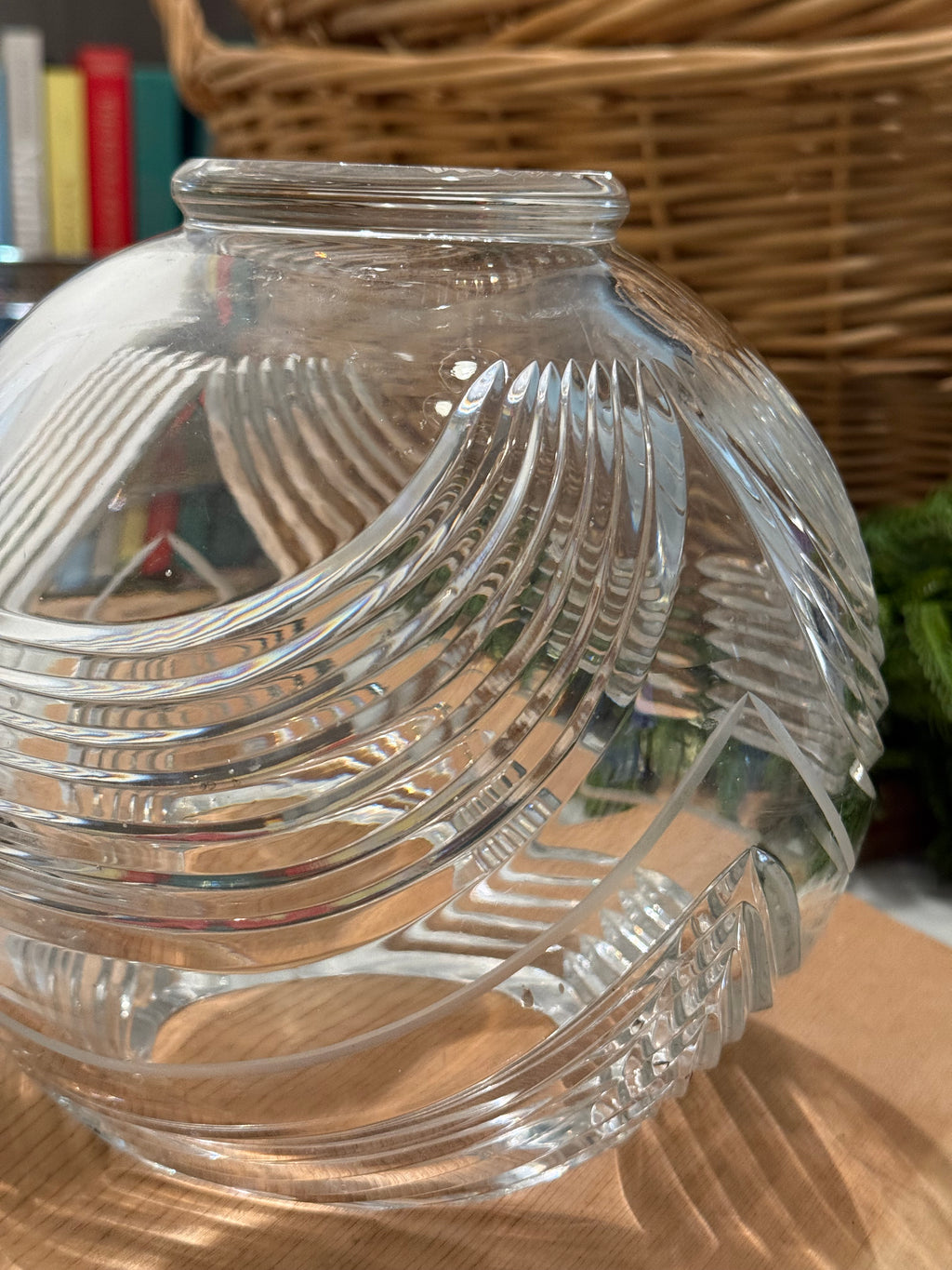 Geometric Cut Crystal Rose Bowl
