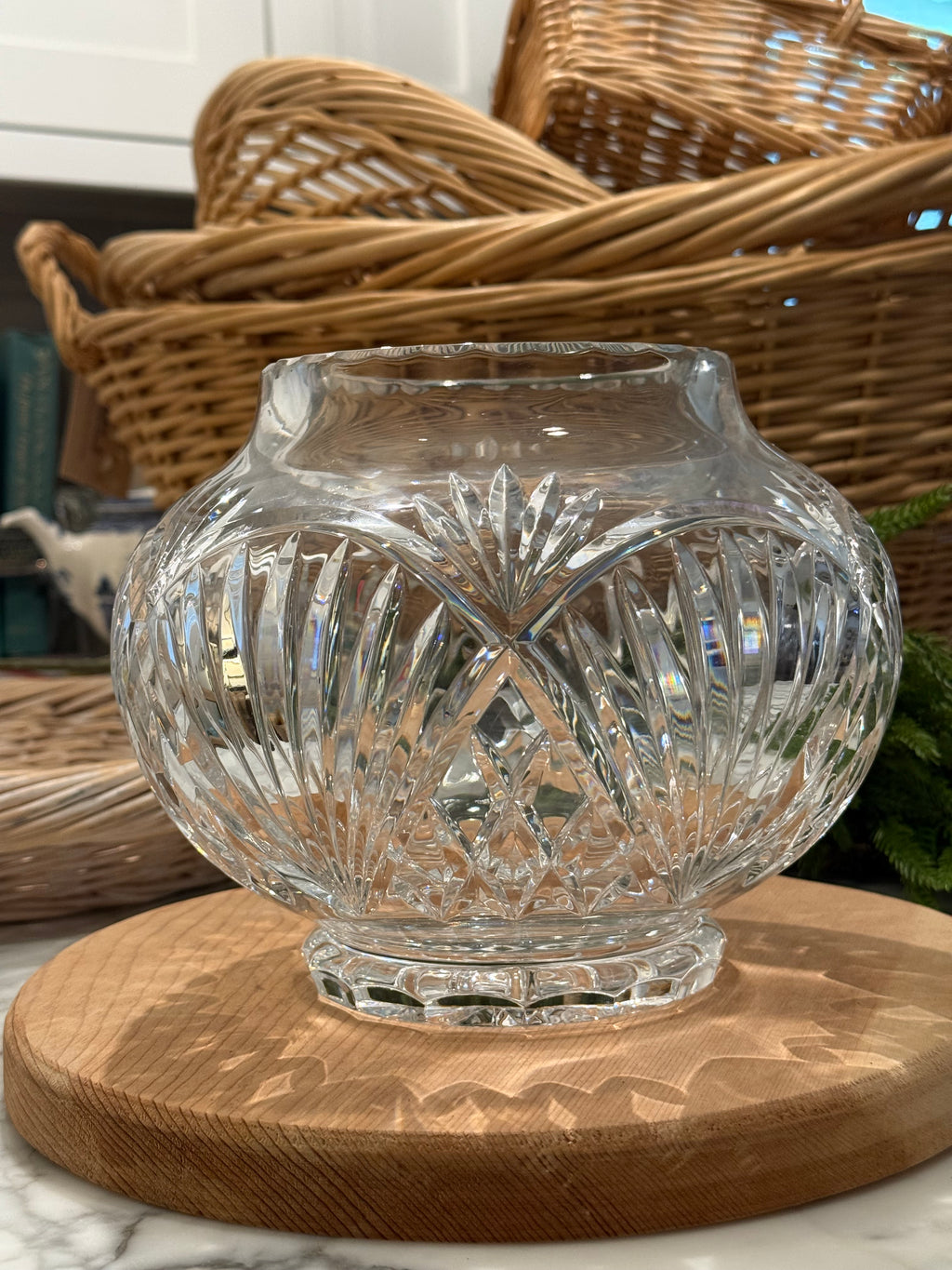 Hand Cut Lead Crystal Rose Bowl