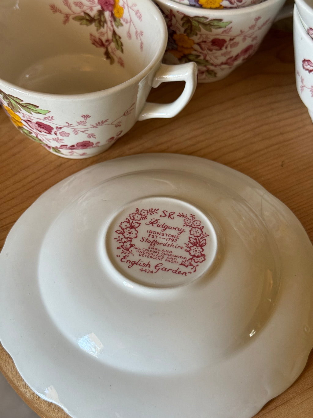 Vintage Ridgway English Garden Ironstone Teacup and Saucer