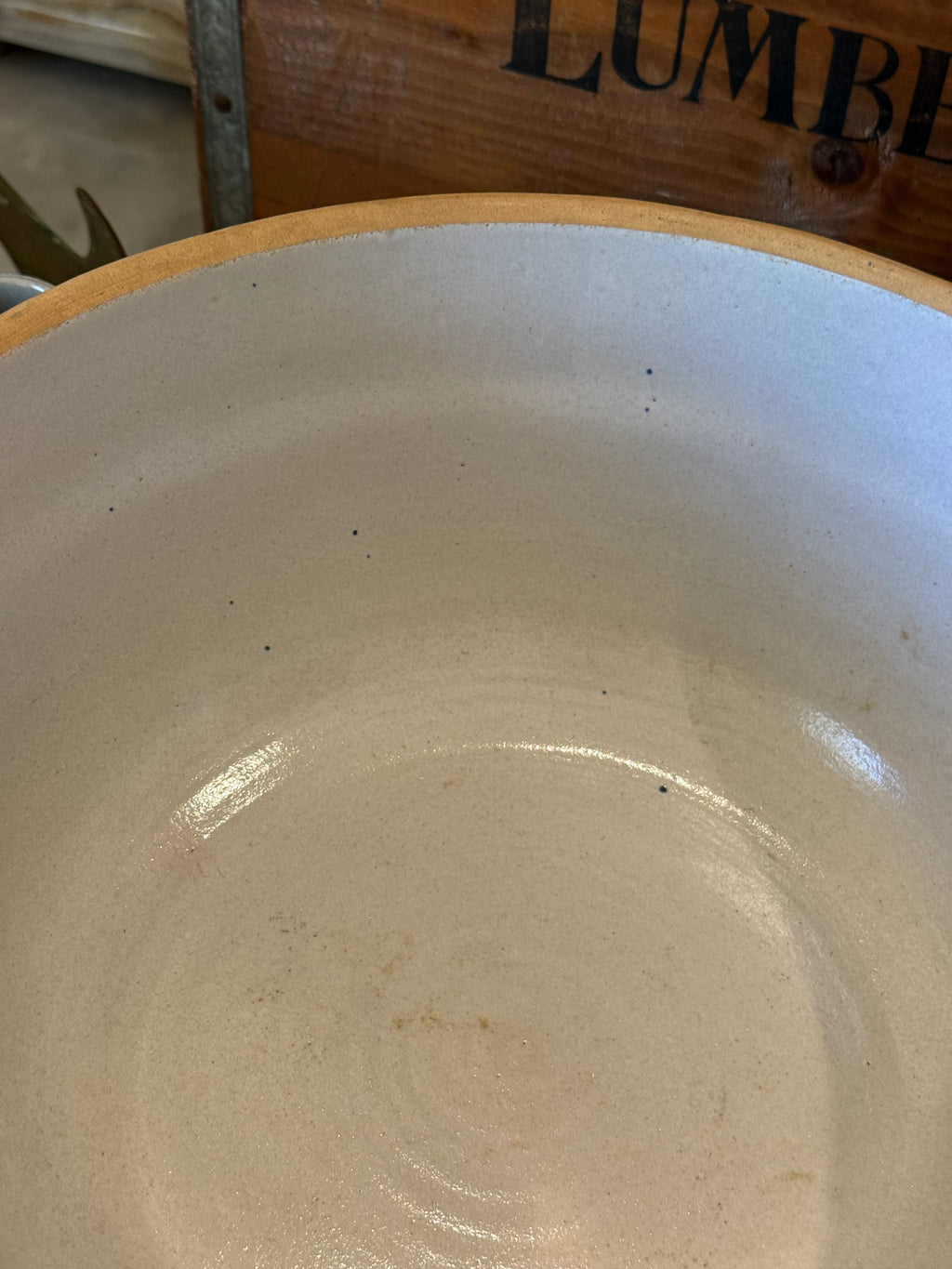 Antique Blue Spongeware Crock Shoulder Bowl - 10.75"