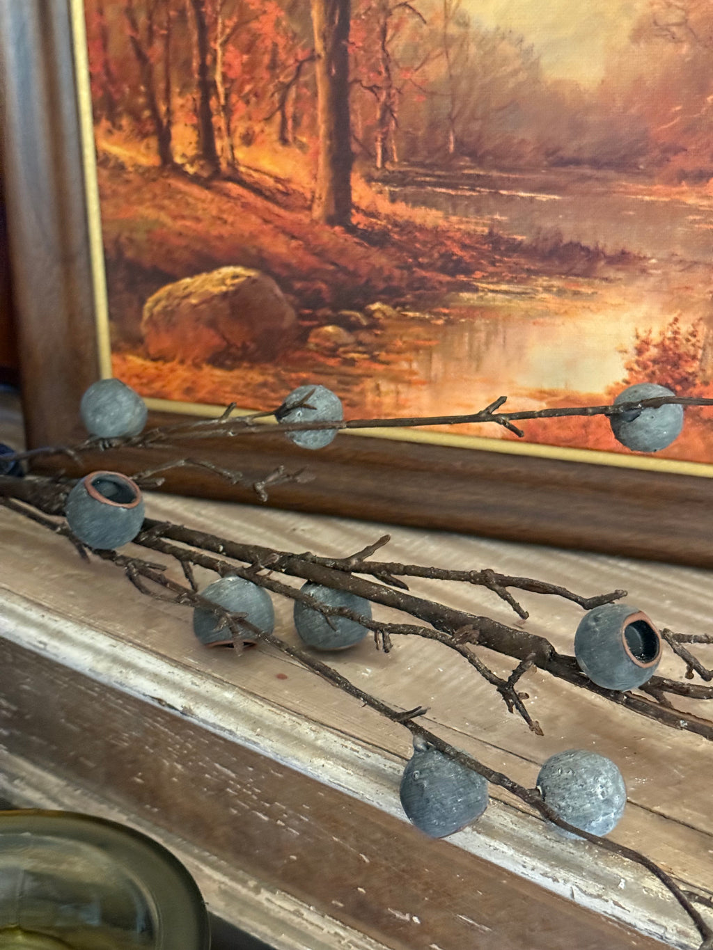 35" Faux Set of 2 Midnight Berry Stems