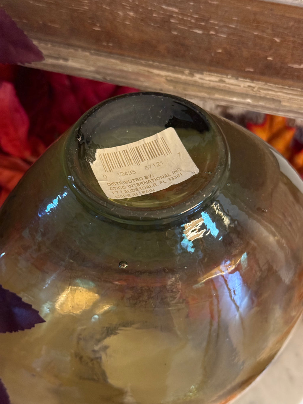 Vintage Hand Blown Amber Spanish Recycled Glass Vase
