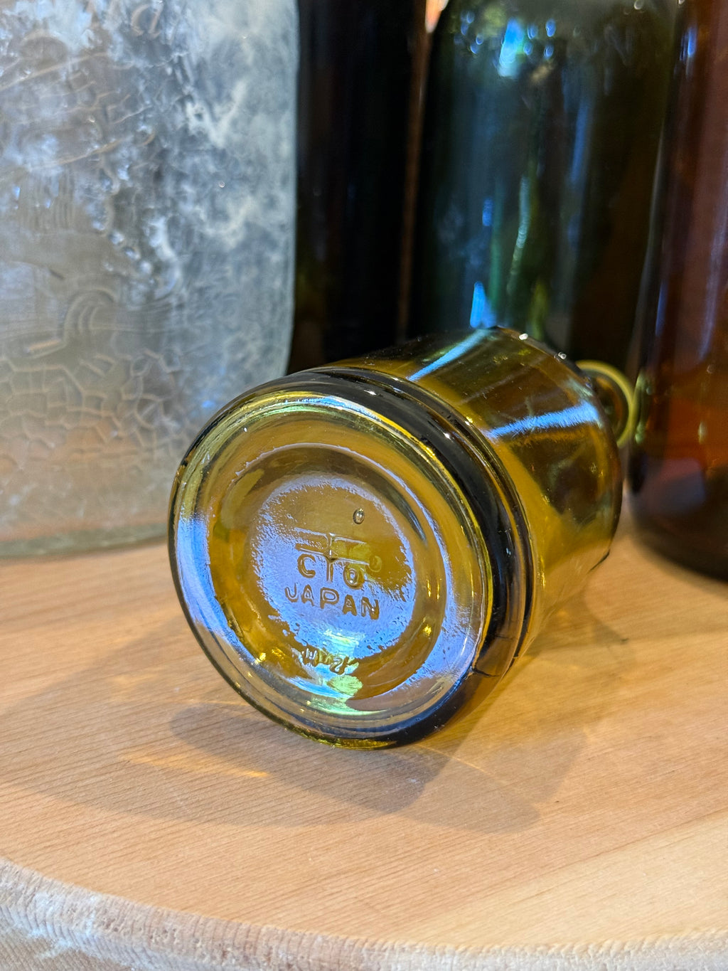 Petite Japanese Amber Glass Bottle