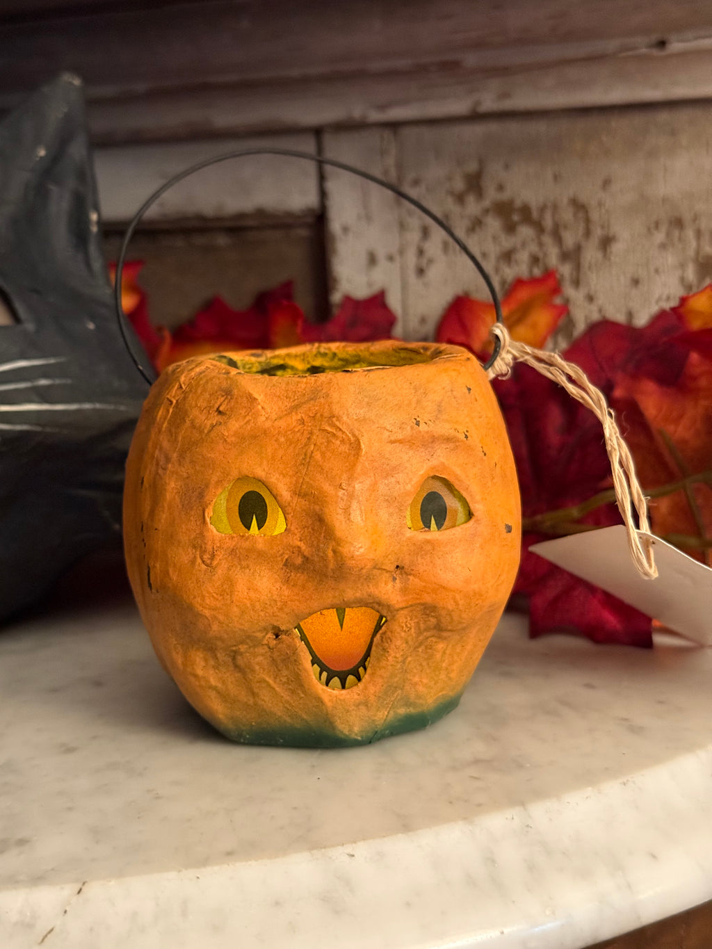 Bethany Lowe Vintage Jack-O'-Lantern Pumpkin Mini Basket