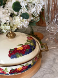 Vintage Lincoware Orchard Fruits Enamel Casserole Pot with Lid