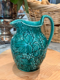 Vintage Wedgwood Majolica Green Leaf & Grapes Pitcher Jug