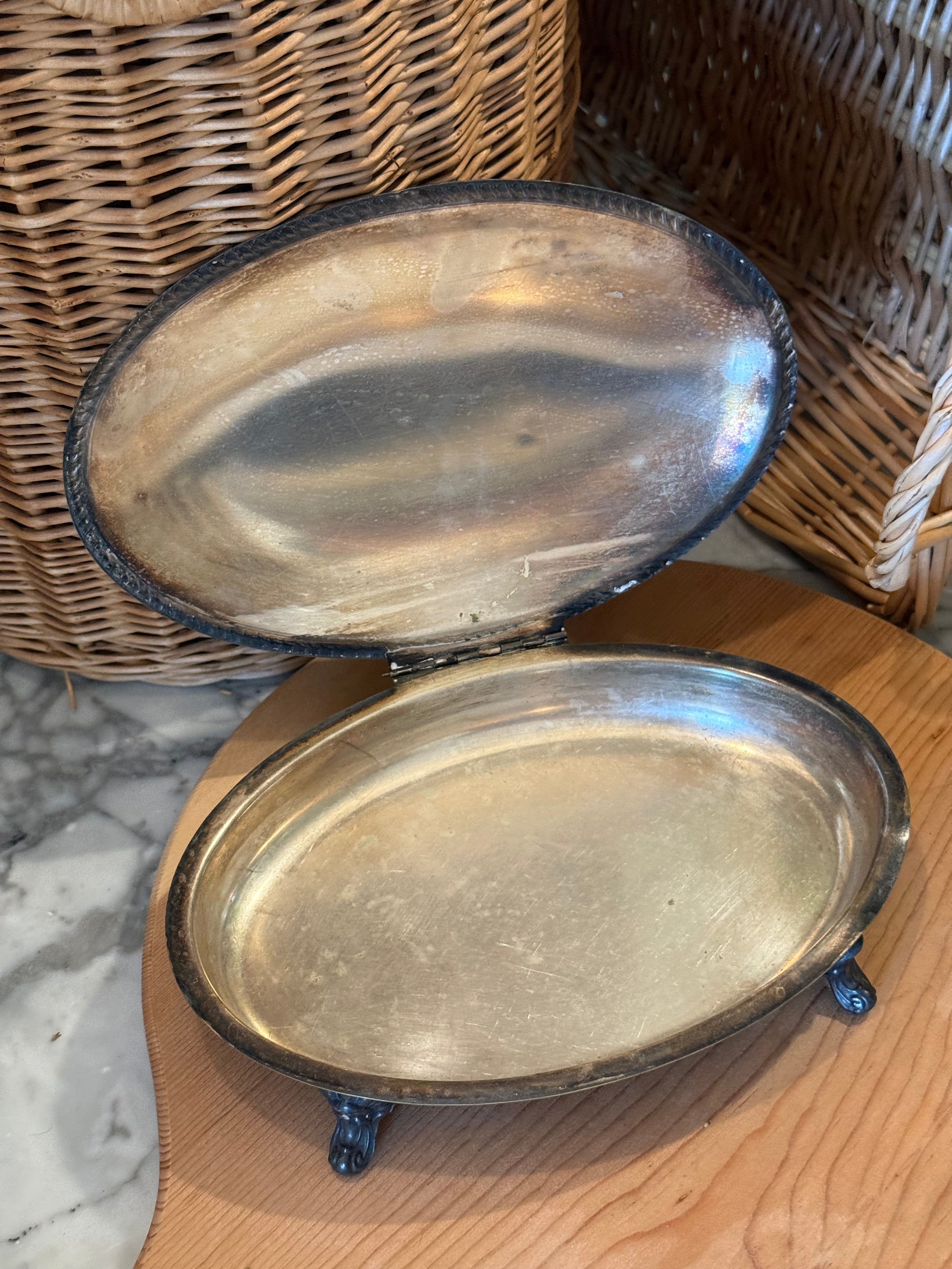 Antique Silver Silent Butler Dish