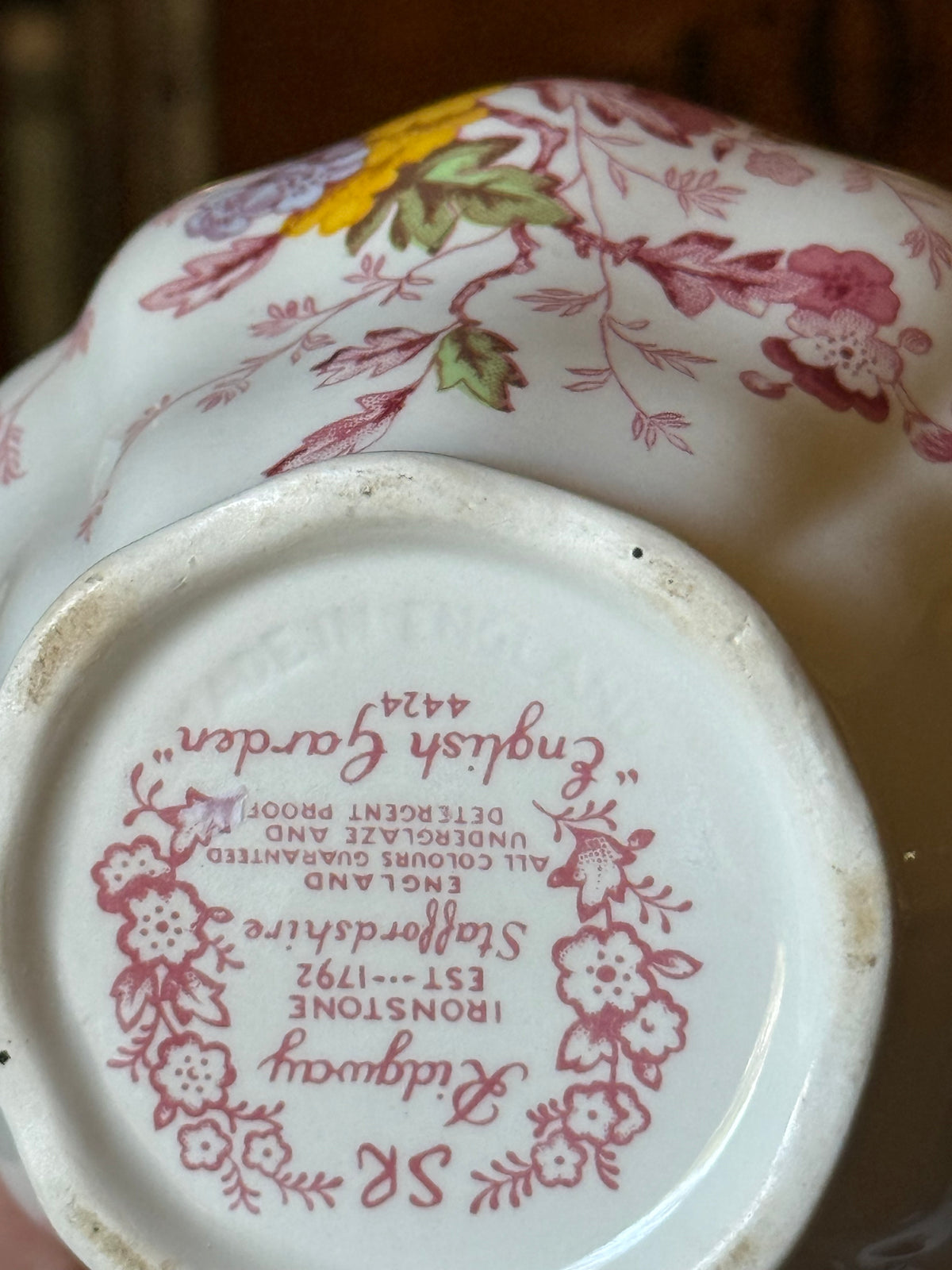 Vintage Ridgway English Garden Ironstone Cream & Sugar Set