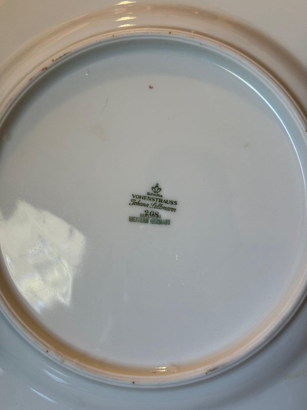 Vintage Bavarian Sage Rim Plates, Set of 2