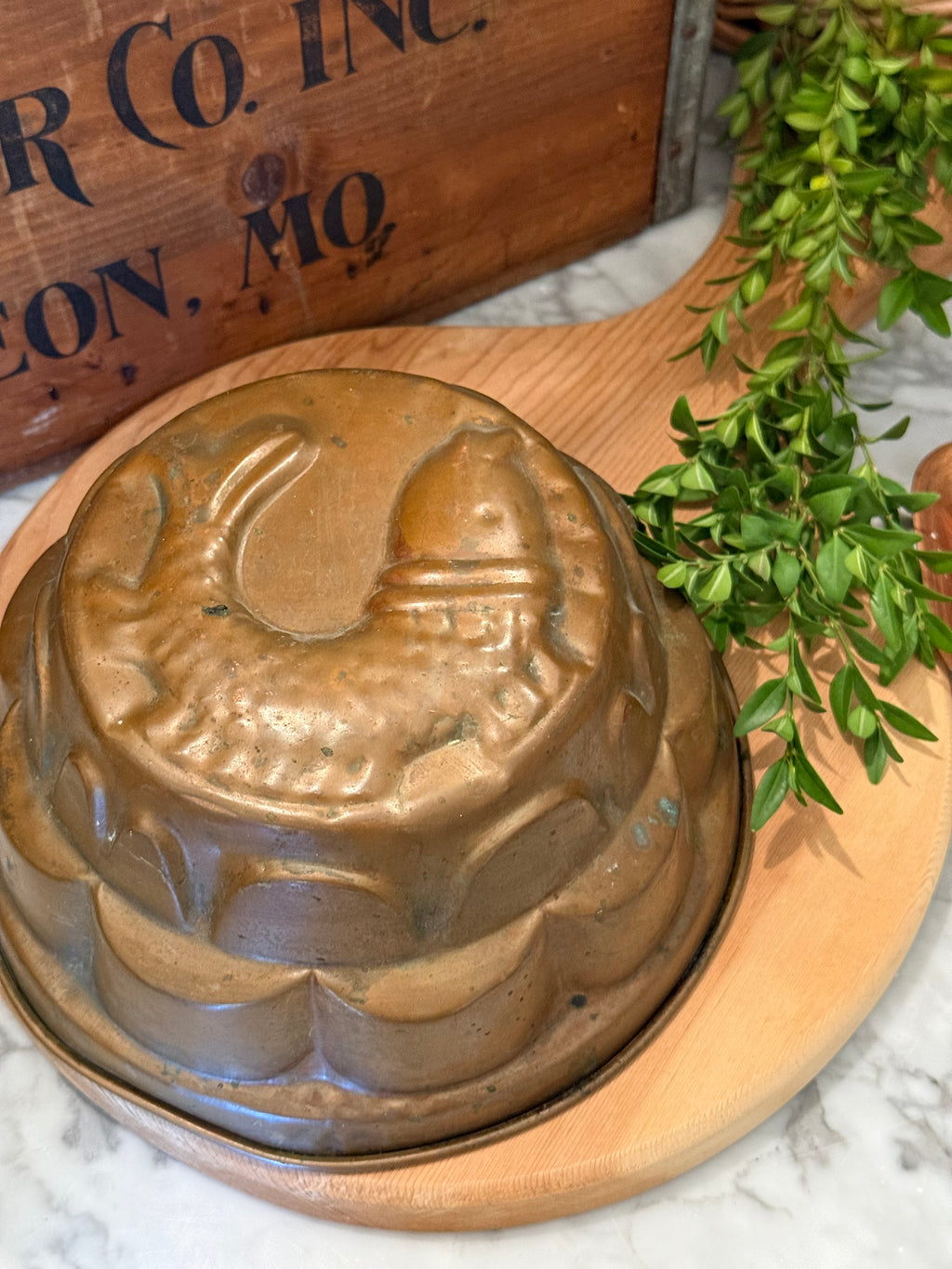 Vintage European Circular Copper Fish Mold