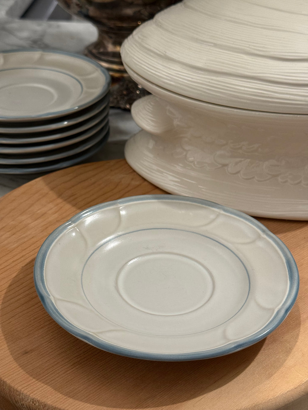 Vintage Noritake Victory Blue Stoneware Saucer Plate